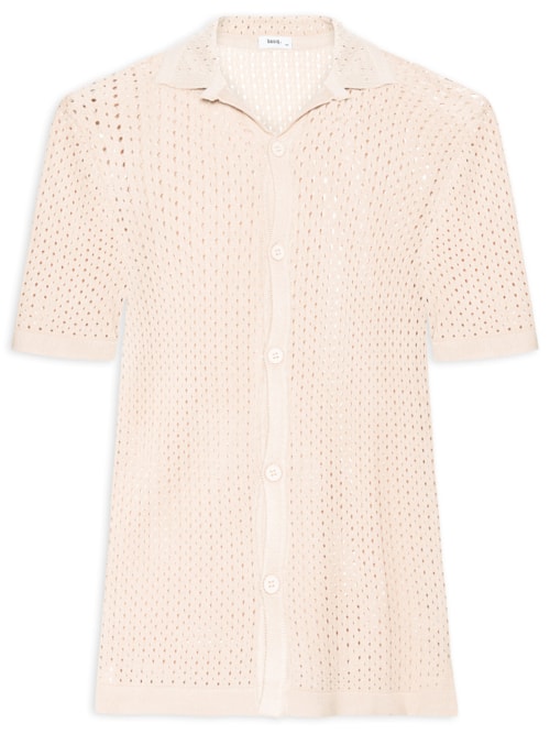 Camisa Masculina Em Tricot - Bege