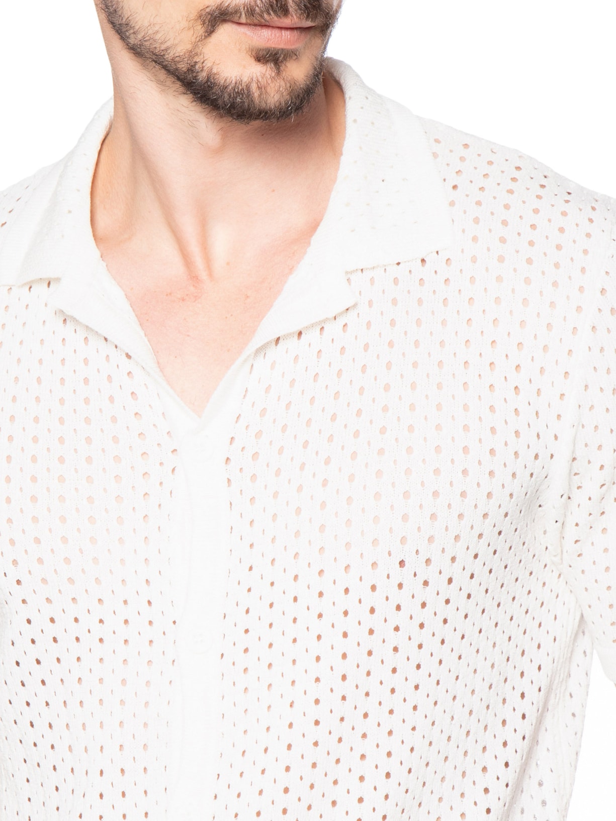 Camisa Masculina Em Tricot Off White Basiq Men