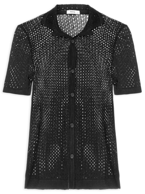 Camisa Masculina Em Tricot - Preto