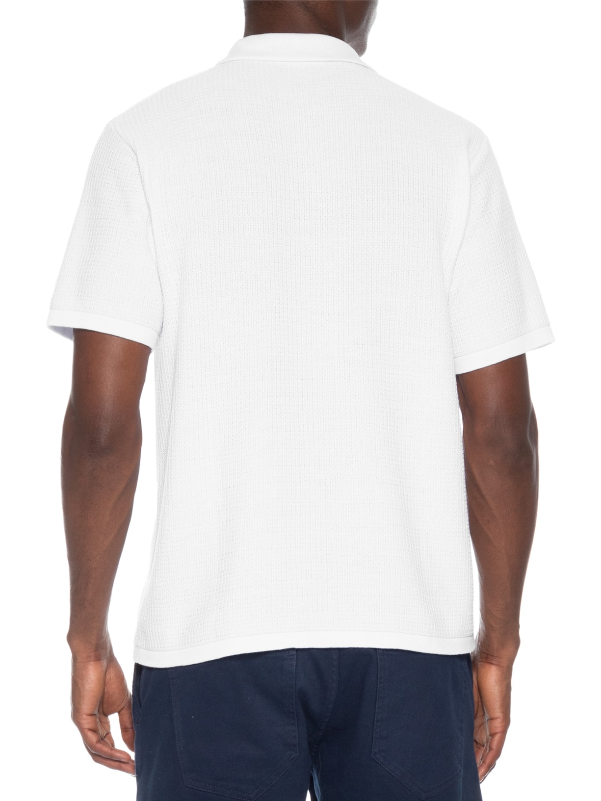 Camisa Masculina Em Tricot Regular Branco Basiq Men