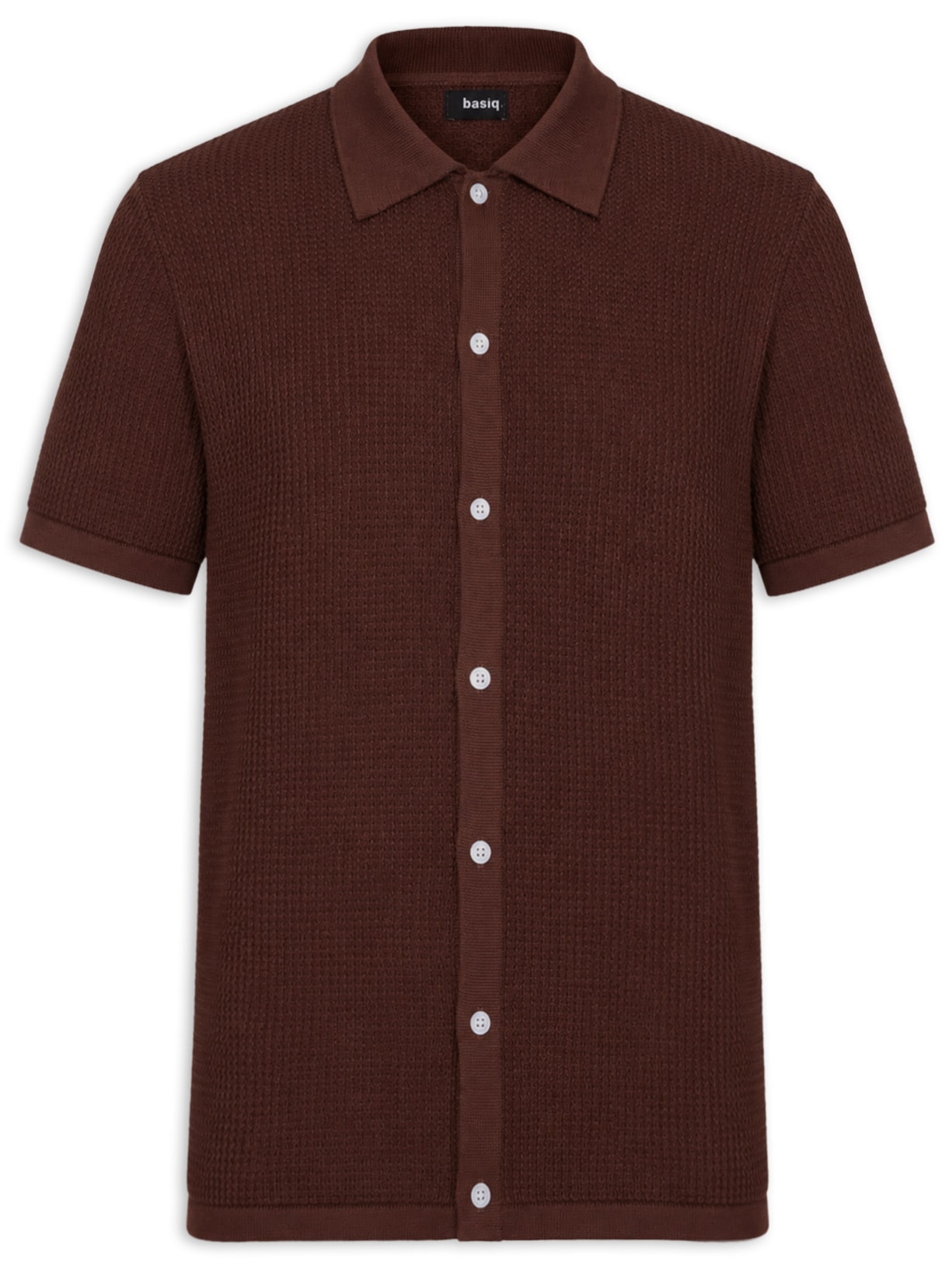 Camisa Masculina Em Tricot Regular Marrom Basiq Men