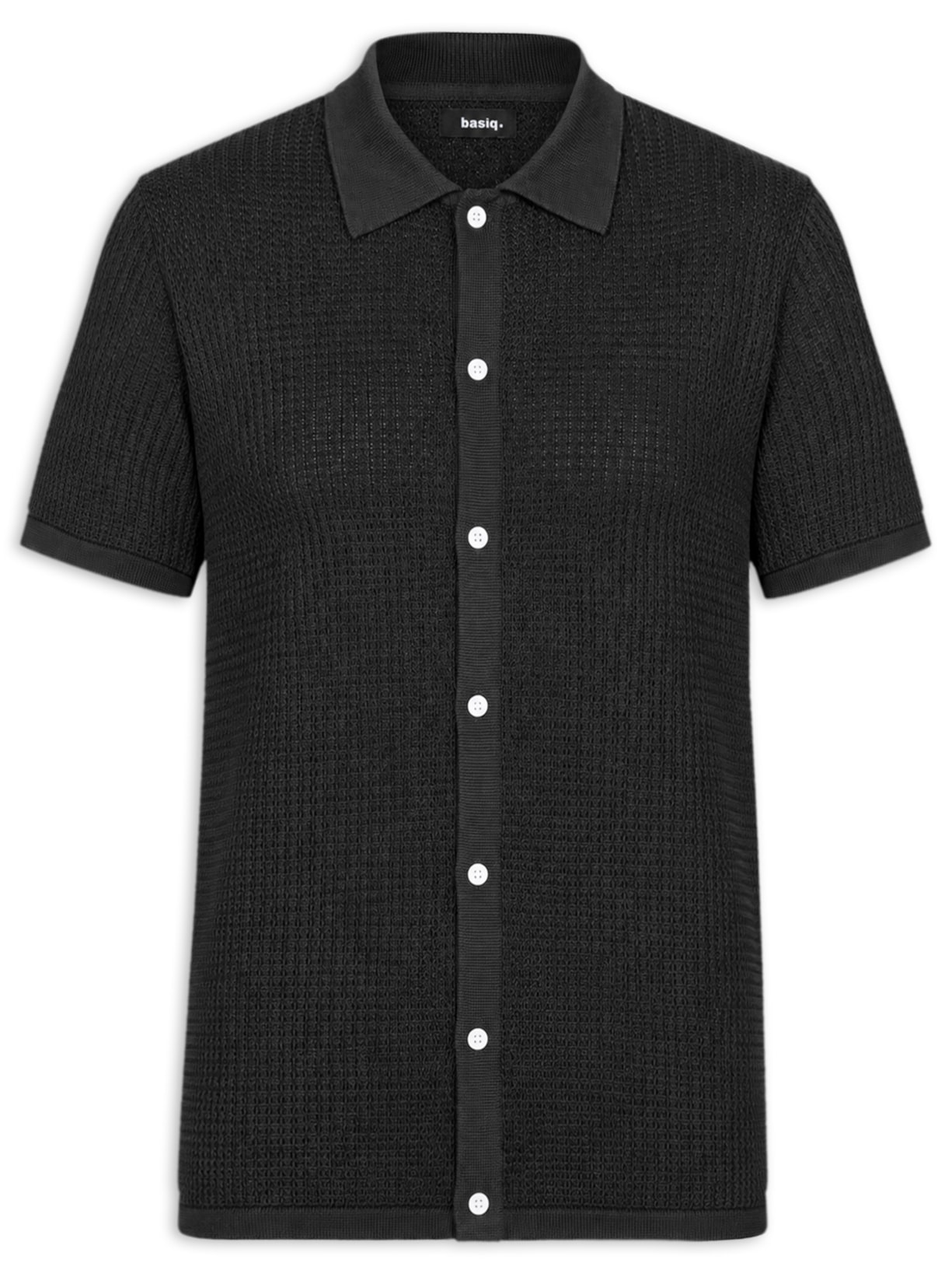 Camisa Masculina Em Tricot Regular Preto Basiq Men