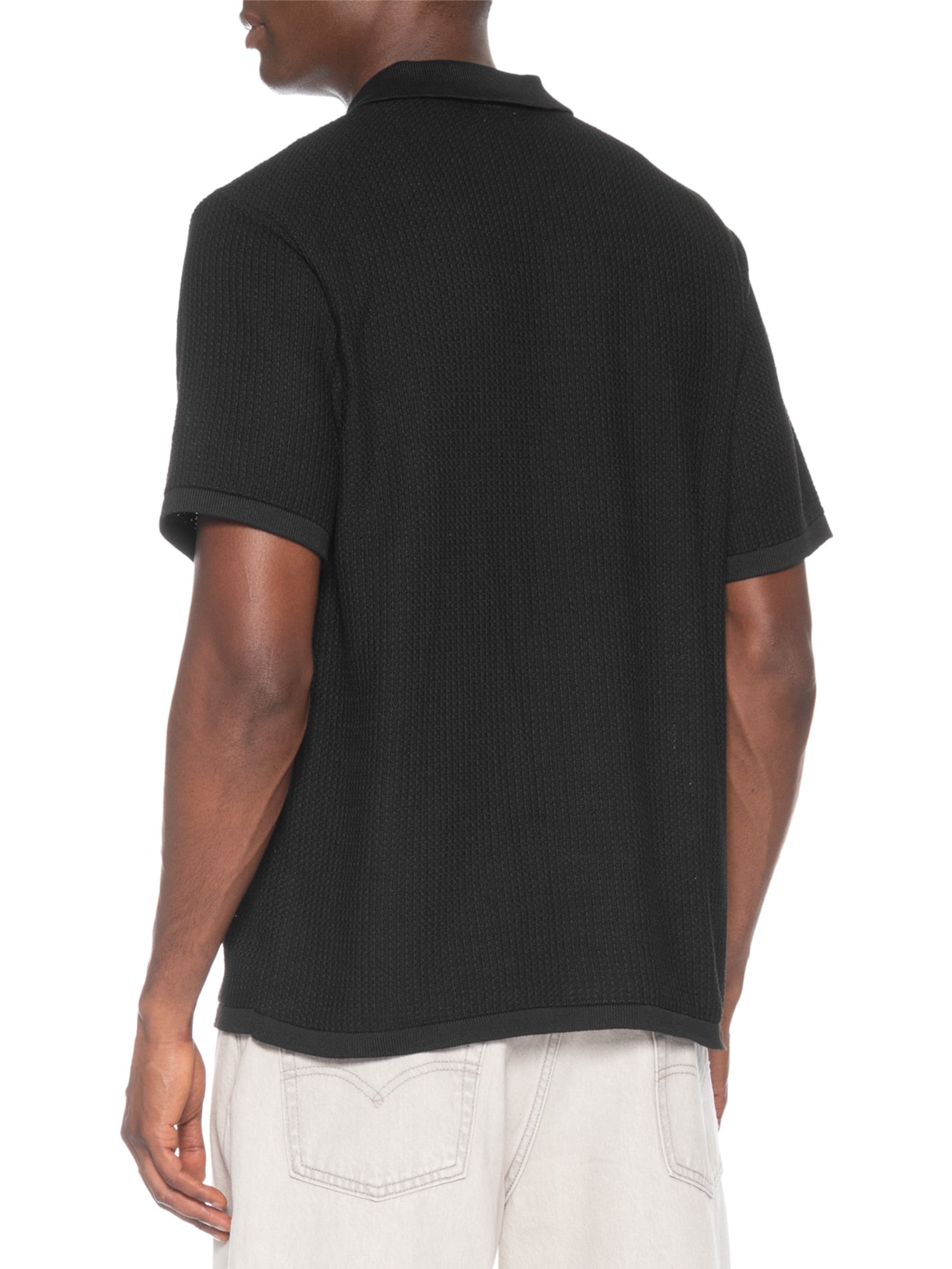 Camisa Masculina Em Tricot Regular Preto Basiq Men