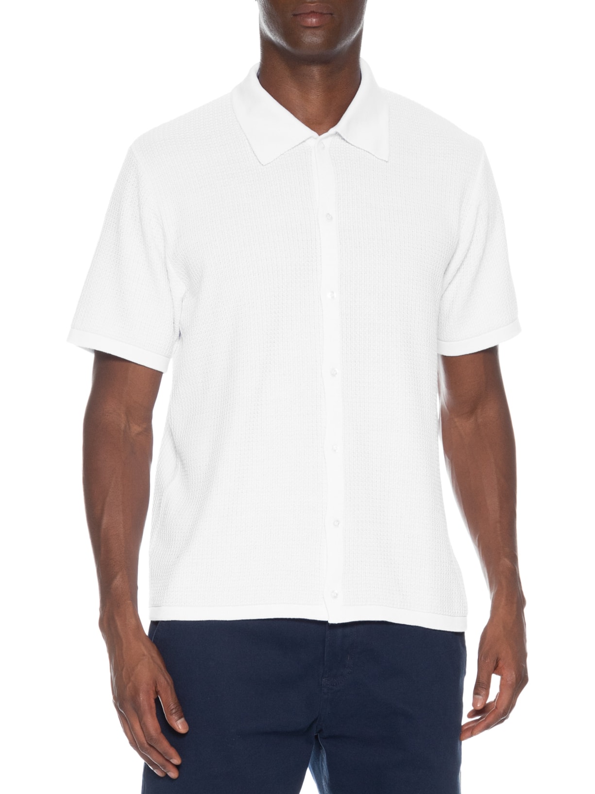 Camisa Masculina Em Tricot Regular – Branco Basiq Men
