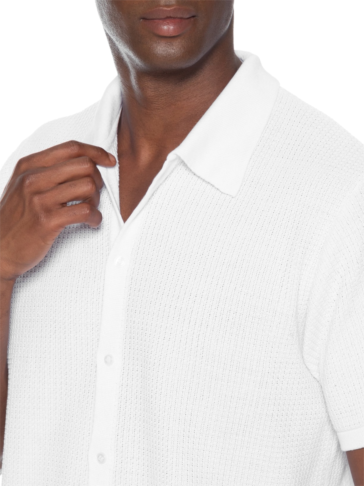 Camisa Masculina Em Tricot Regular – Branco Basiq Men