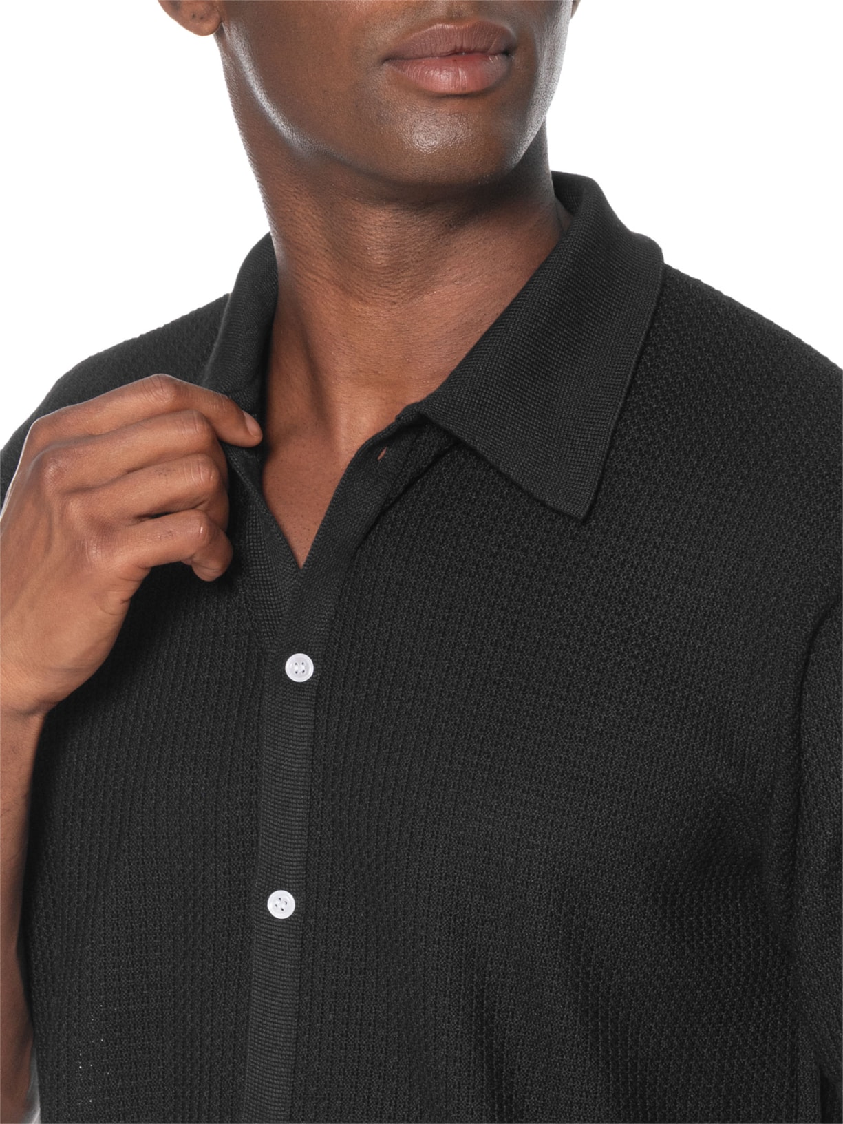 Camisa Masculina Em Tricot Regular – Preto Basiq Men