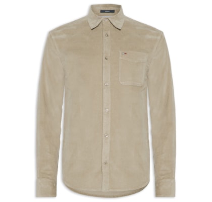 Camisa Masculina em Veludo Cotelê – Bege