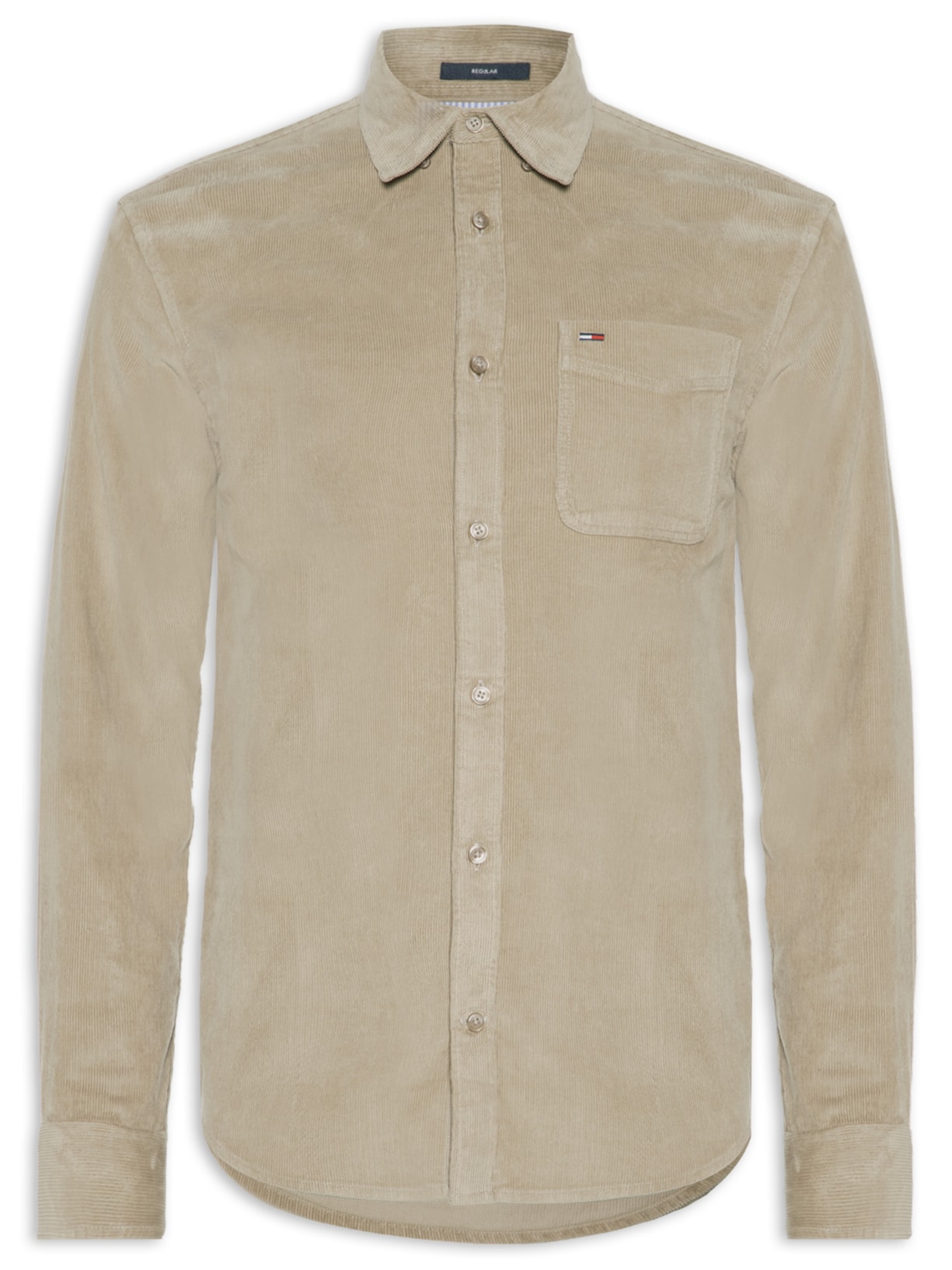 Camisa Masculina em Veludo Cotelê – Bege