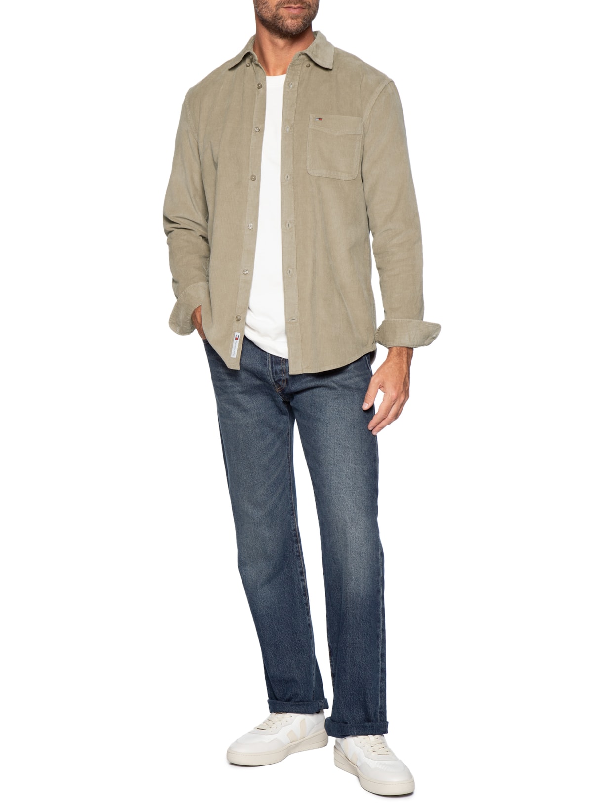 Camisa Masculina em Veludo Cotelê – Bege Tommy Jeans