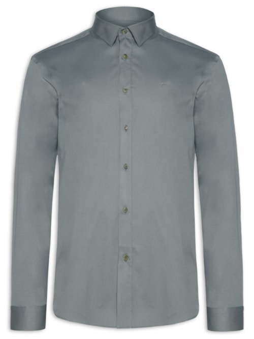 Camisa Masculina Empire Regular Fit Em Sarja - Cinza