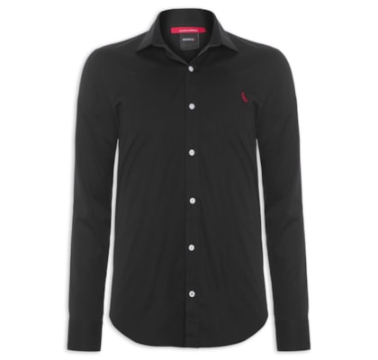 Camisa Masculina Enxuto Cores Elastano - Preto