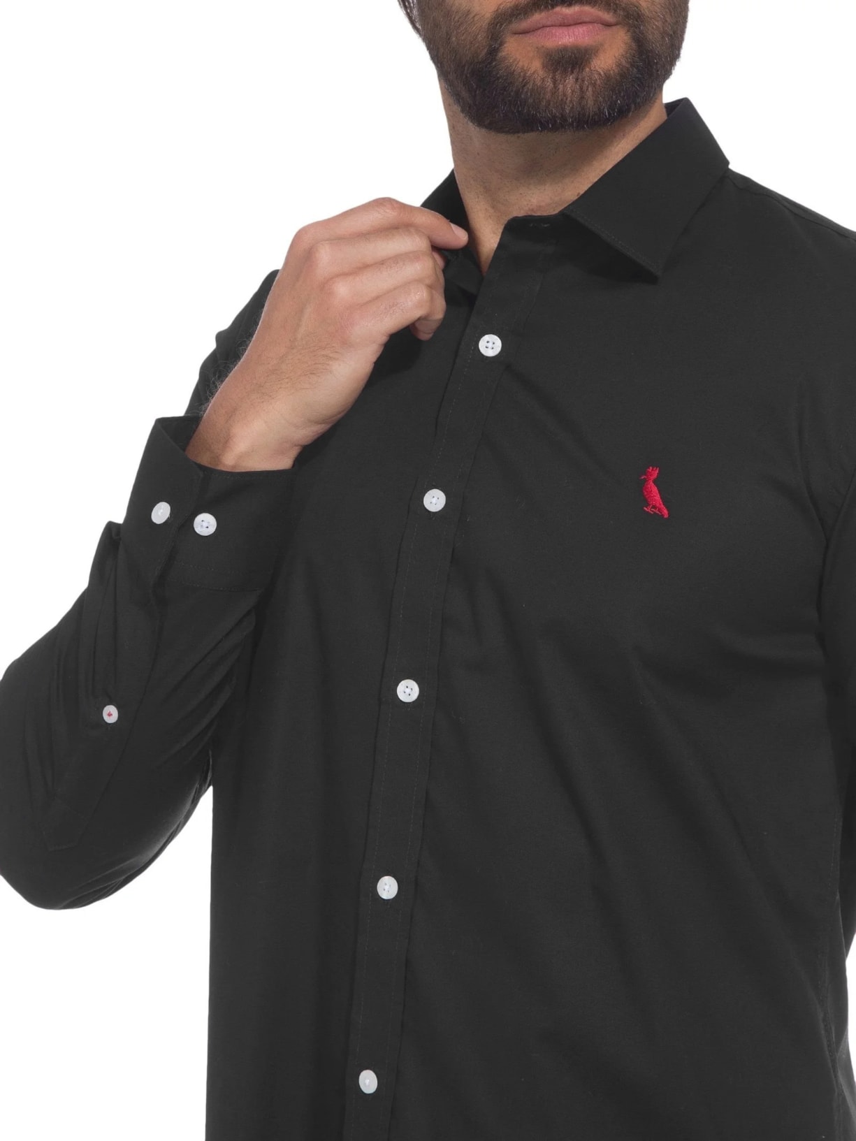 Camisa Masculina Enxuto Cores Elastano Preto Reserva