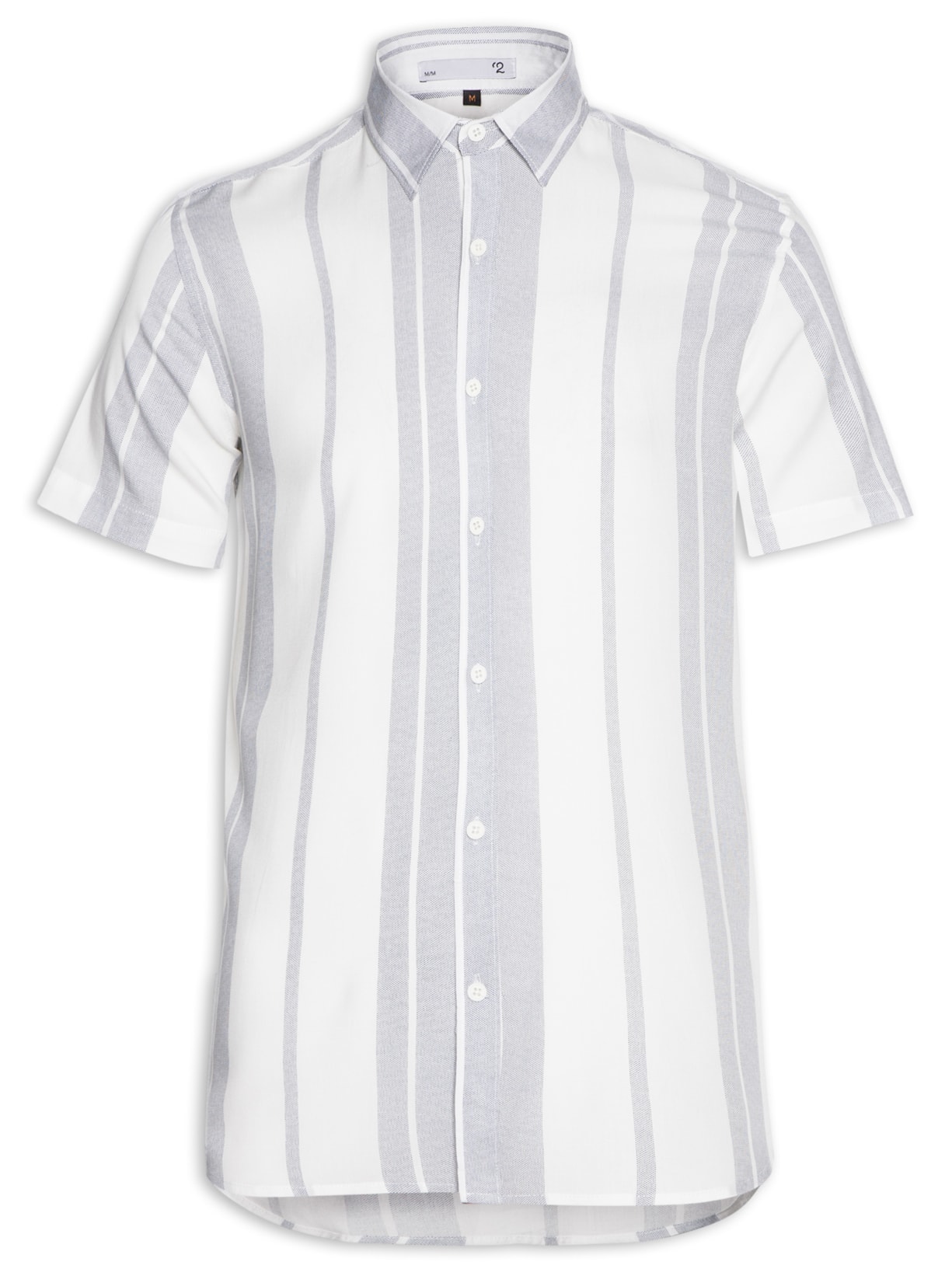 Camisa Masculina Estampa Listras Manga Curta - Branco