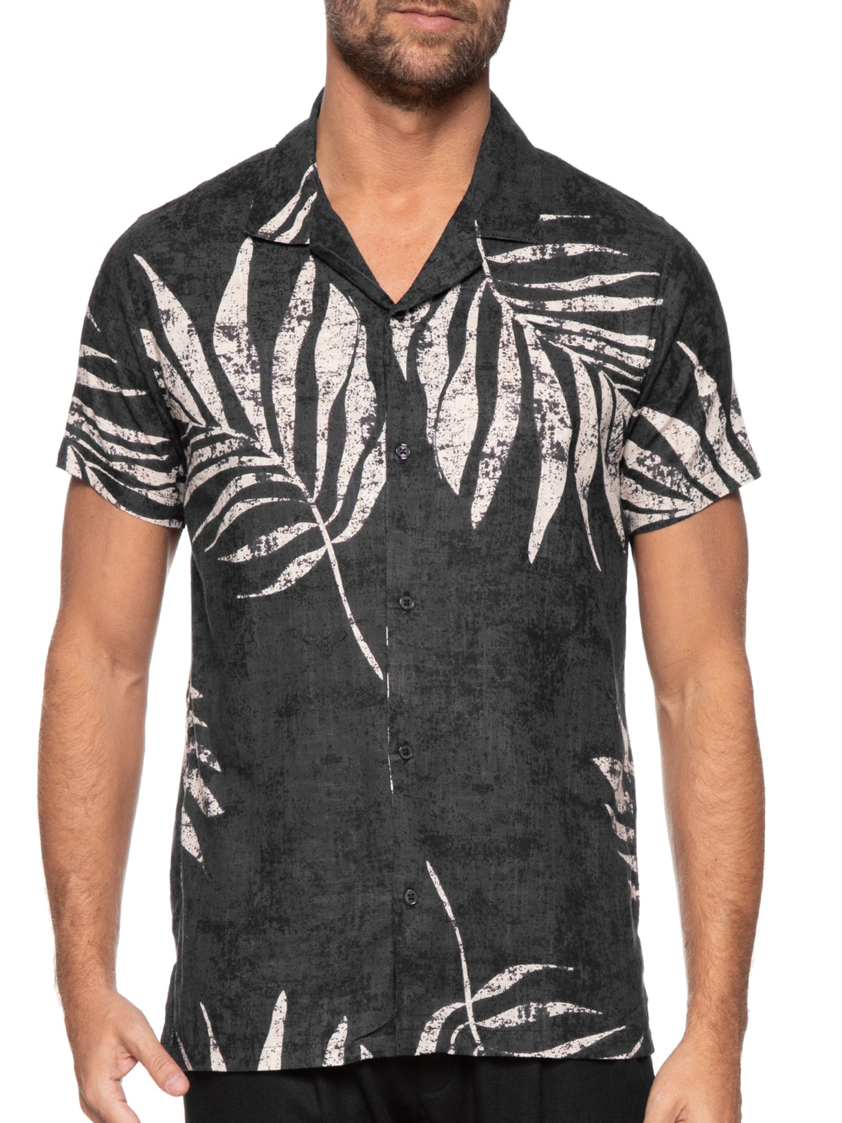 Camisa Masculina Estampa Orgânica Preto Basiq Men