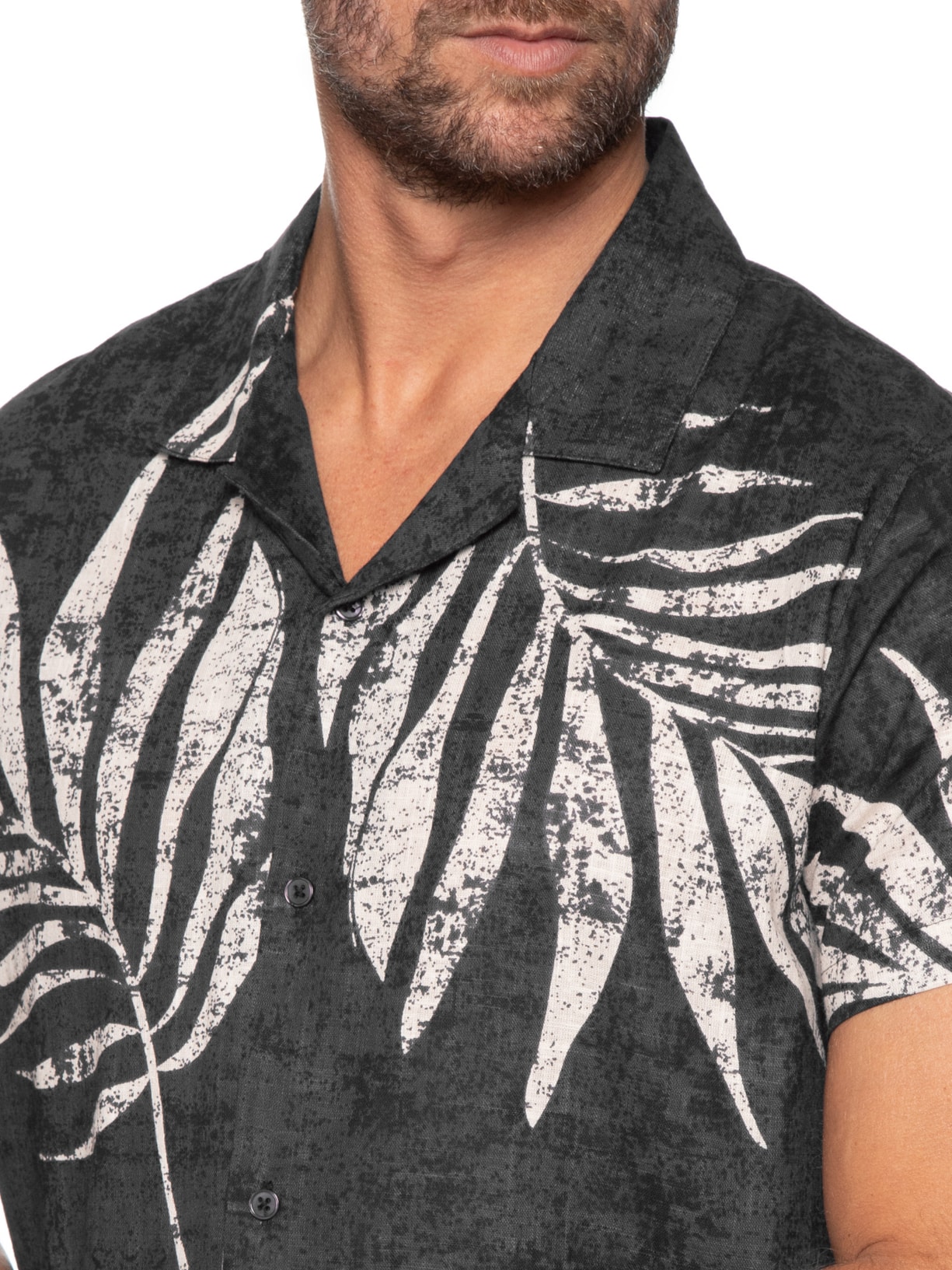 Camisa Masculina Estampa Orgânica Preto Basiq Men