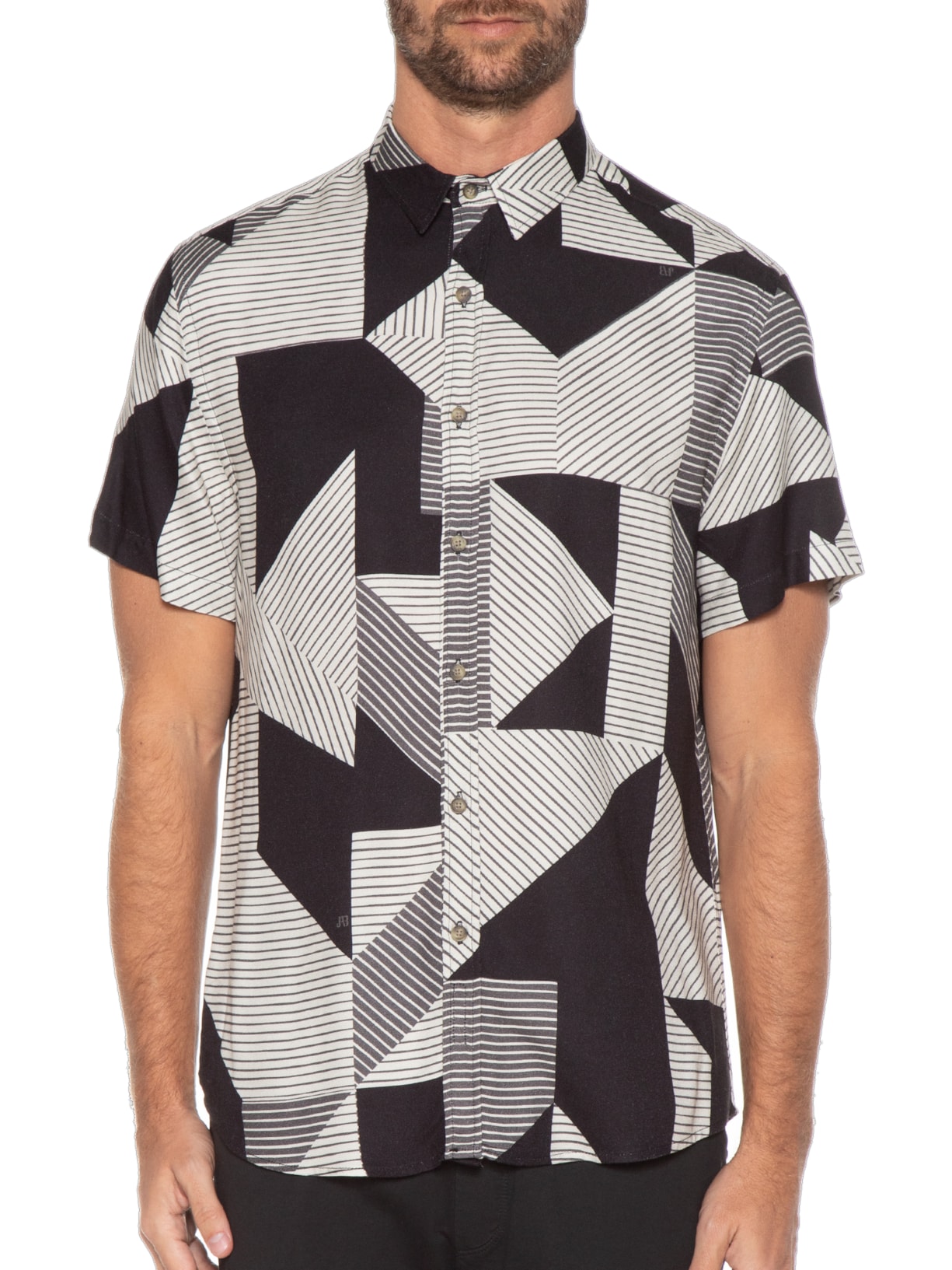 Camisa Masculina Estampada Geo Preto Jab