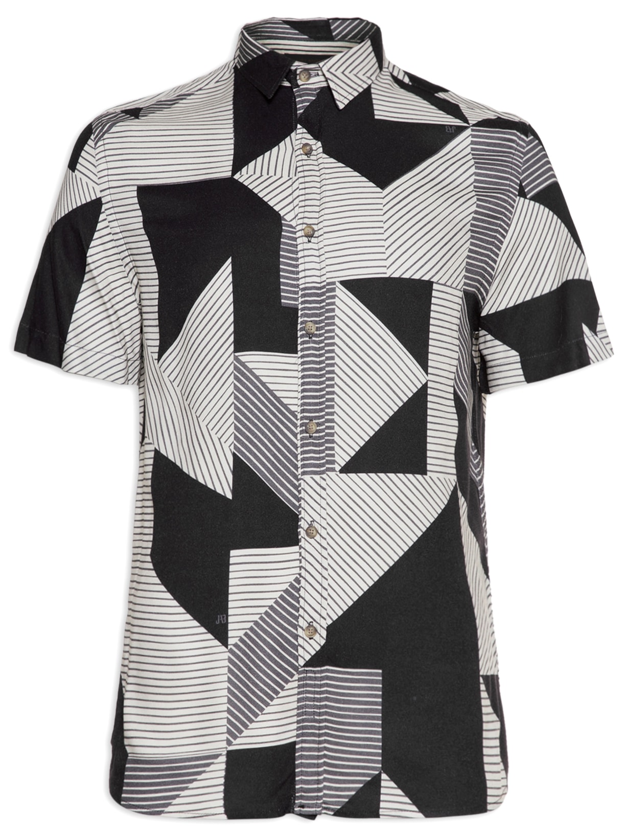 Camisa Masculina Estampada Geo Preto Jab