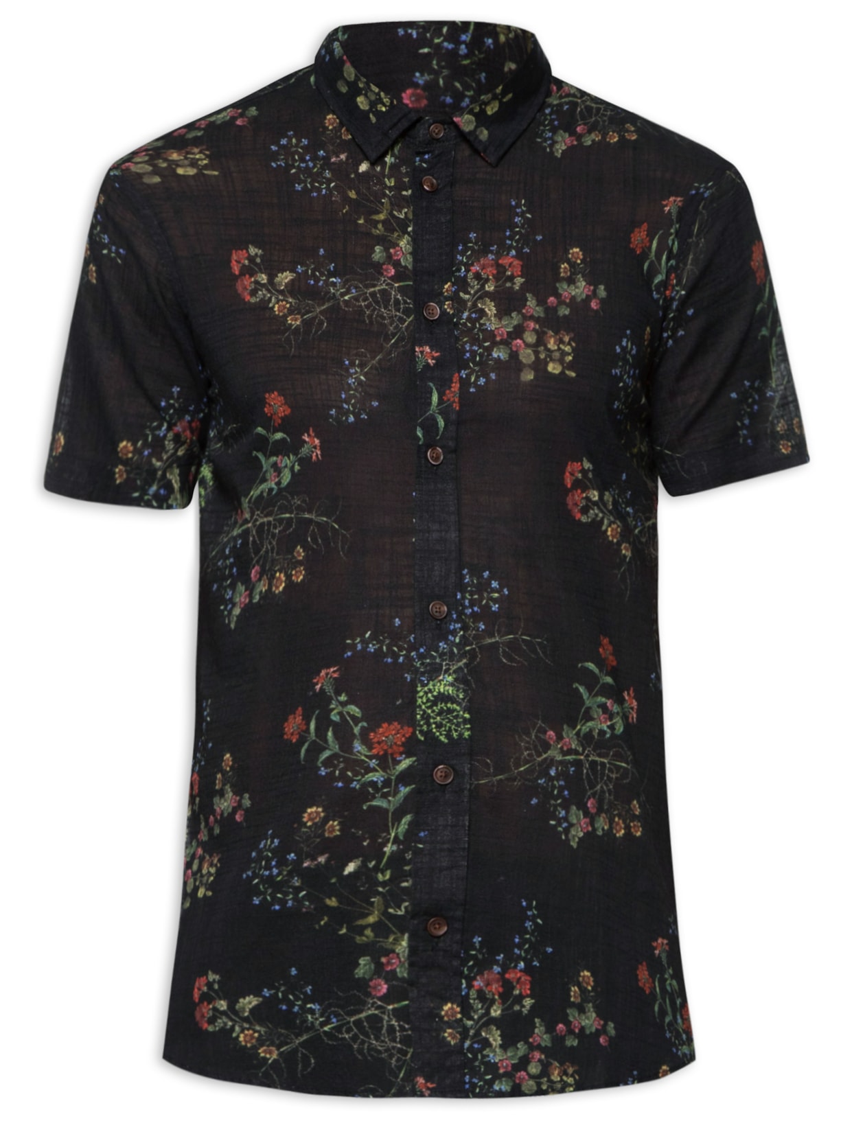 Camisa Masculina Estampada Jardim Antigo - Azul