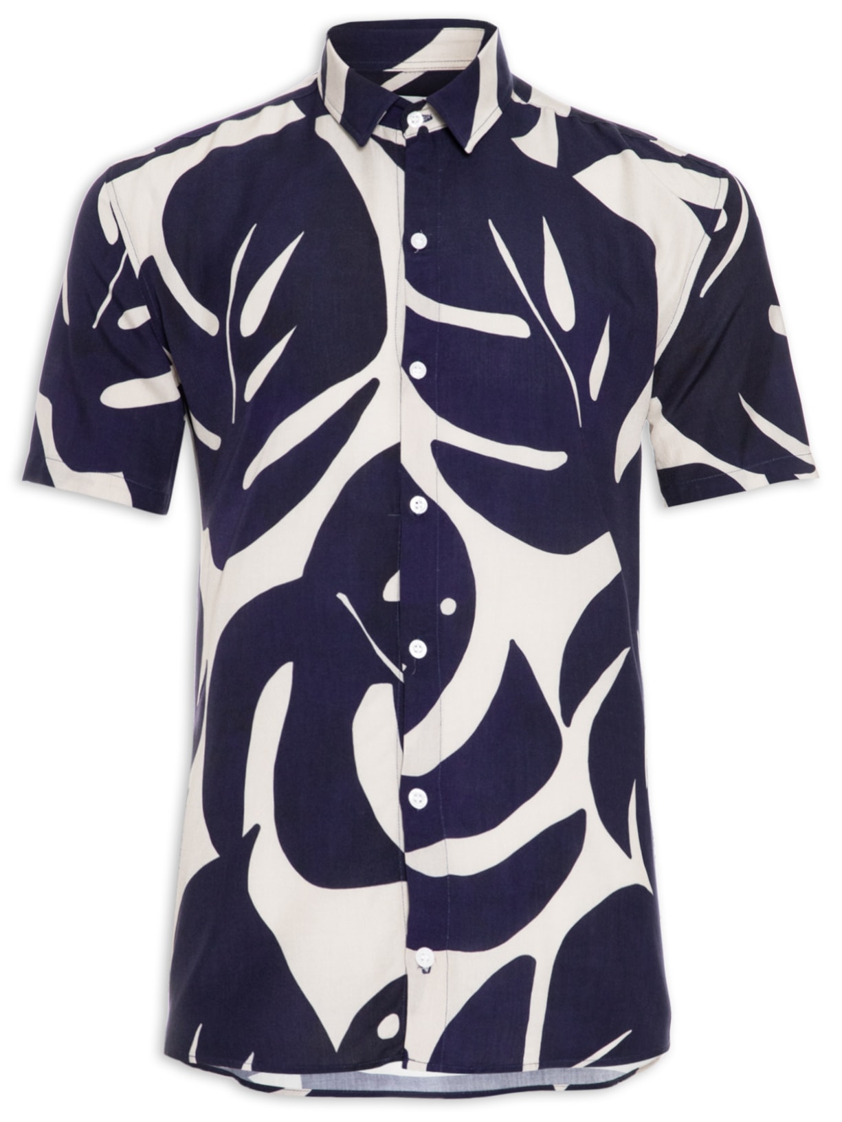 Camisa Masculina Estampada Manga Curta - Azul