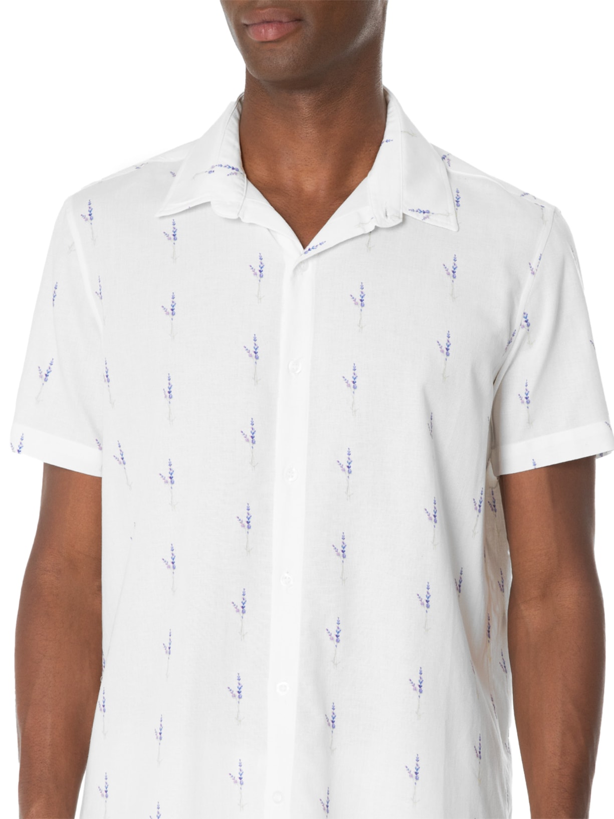 Camisa Masculina Estampada Manga Curta Branco Barche