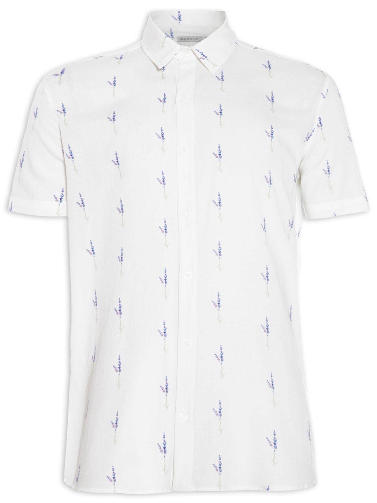 Camisa Masculina Estampada Manga Curta Branco Barche