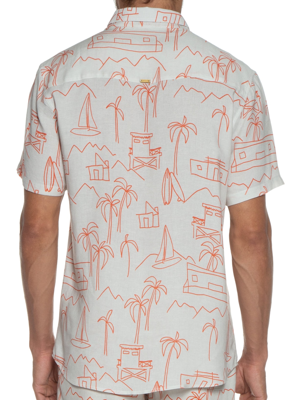 Camisa Masculina Estampada Manga Curta Cinza Barche