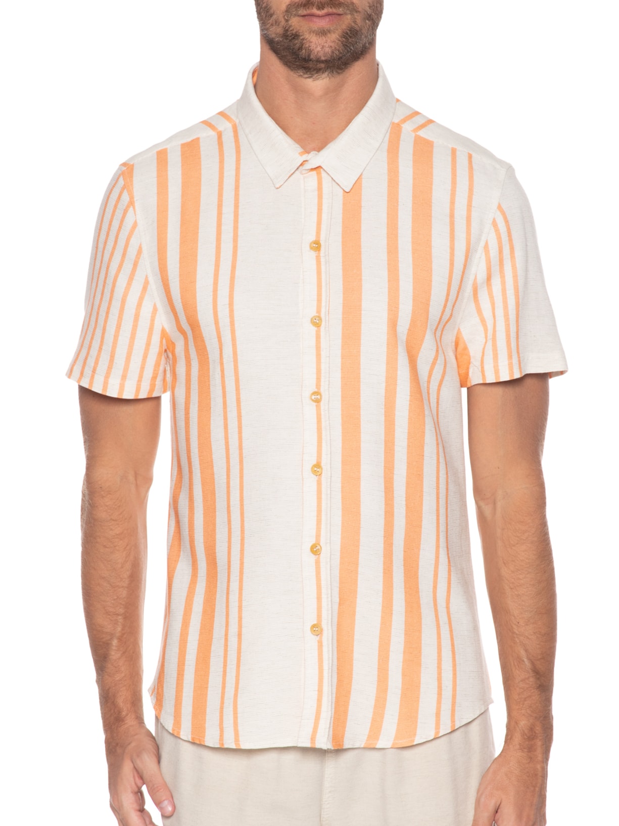 Camisa Masculina Estampada Manga Curta Laranja Barche