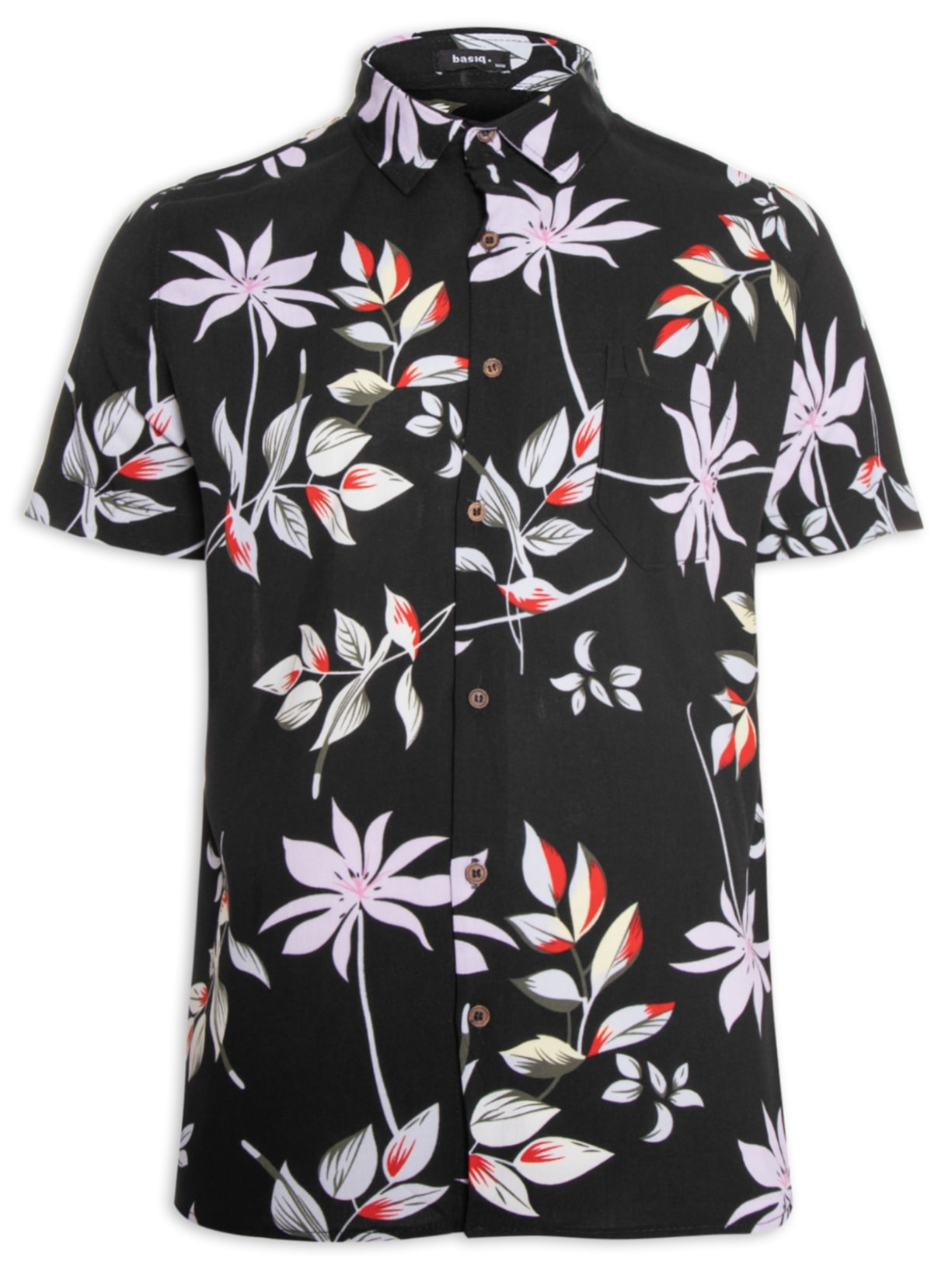 Camisa Masculina Estampada Manga Curta - Preto