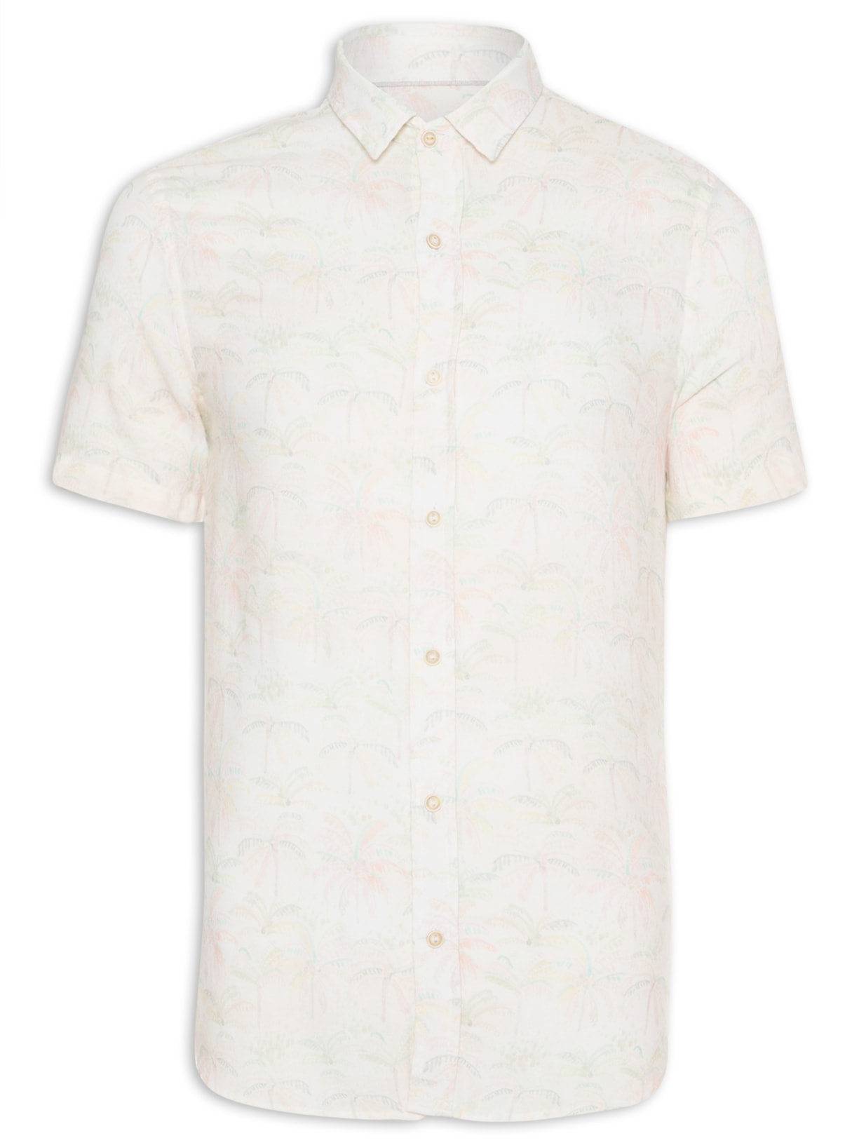 Camisa Masculina Estampada Zanzibar Manga Curta - Bege