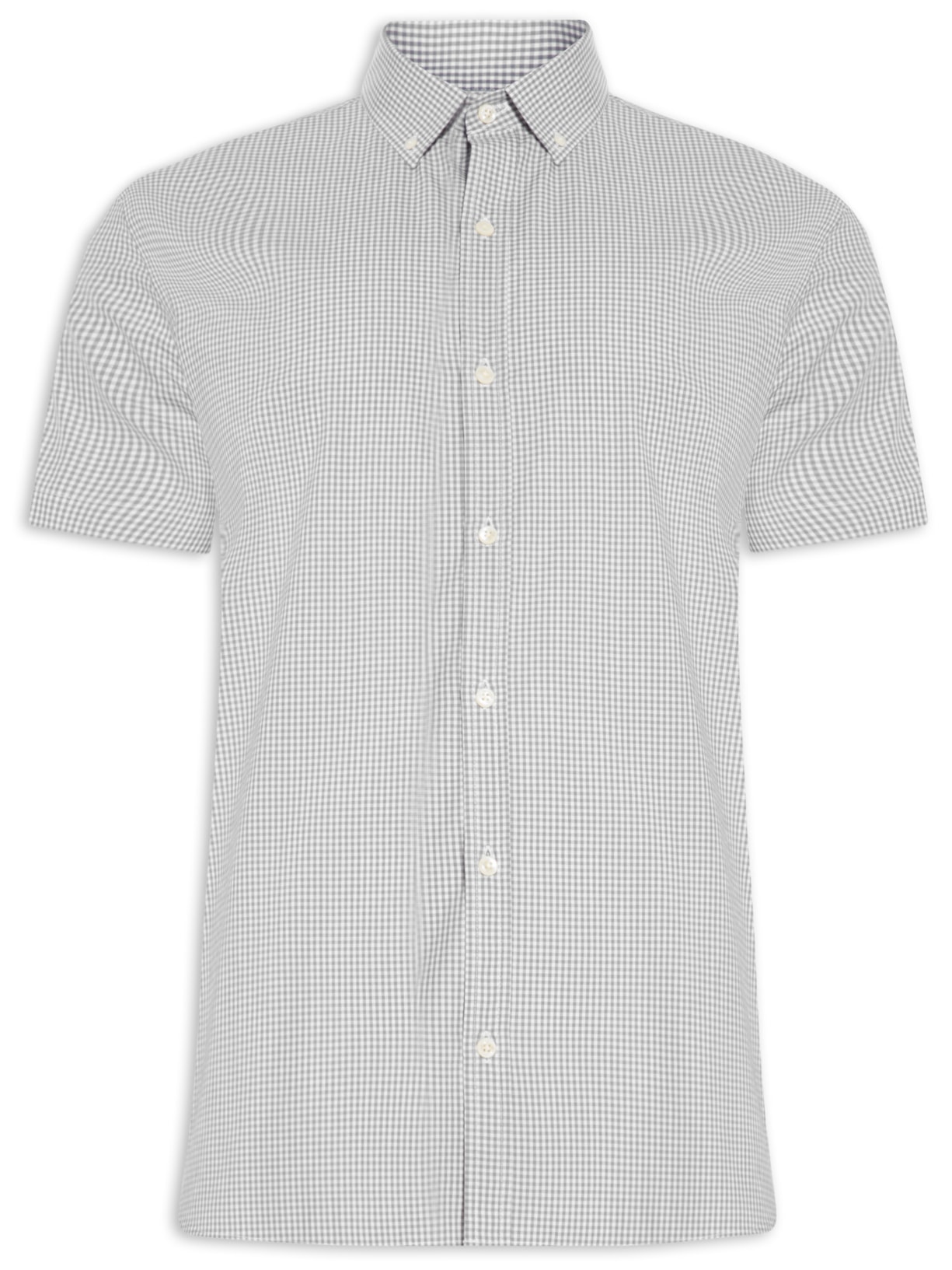 Camisa Masculina Everyday Vichy Manga Curta - Cinza