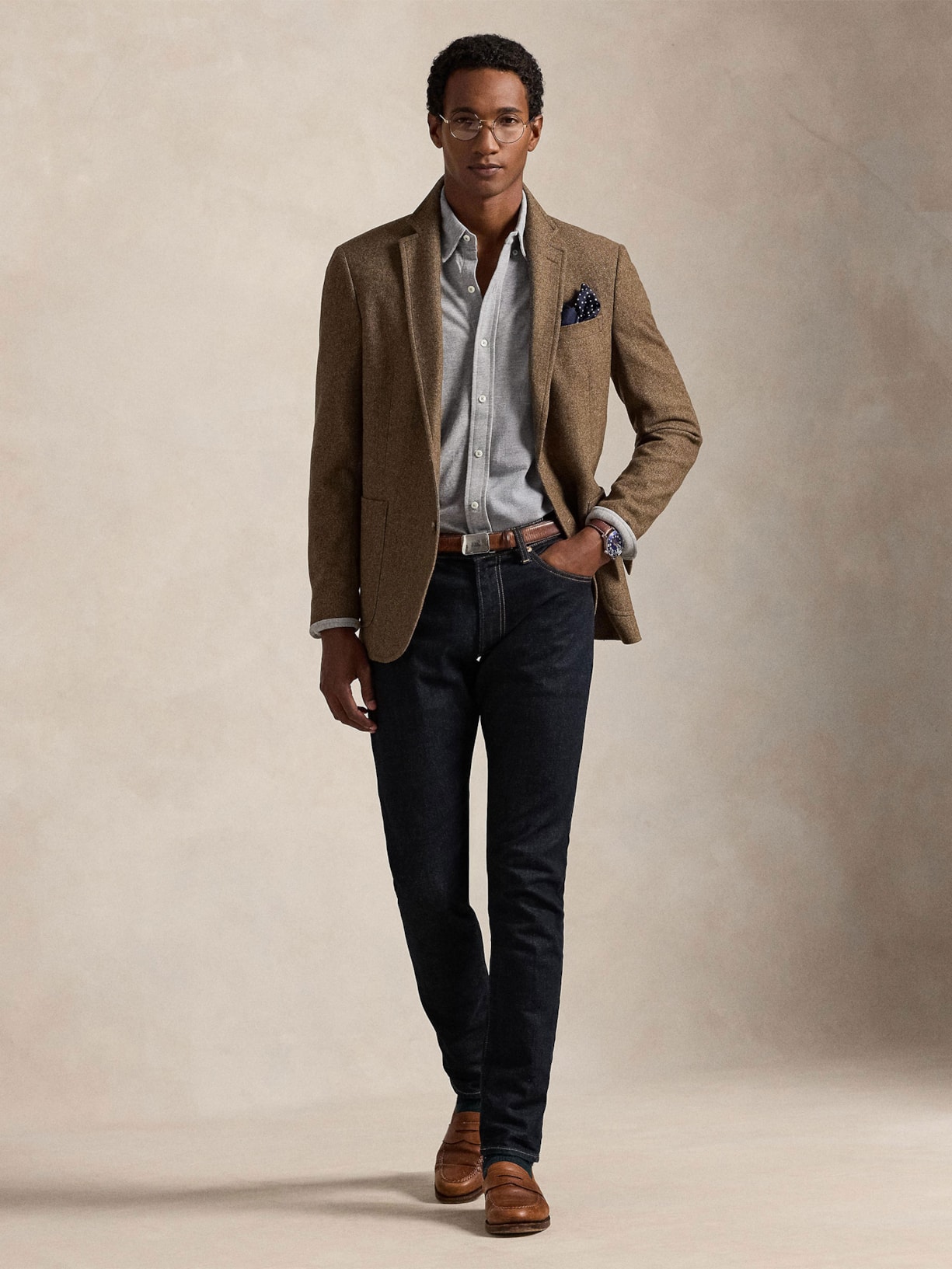 Camisa Masculina Featherweight Mesh Knit Azul Polo Ralph Lauren