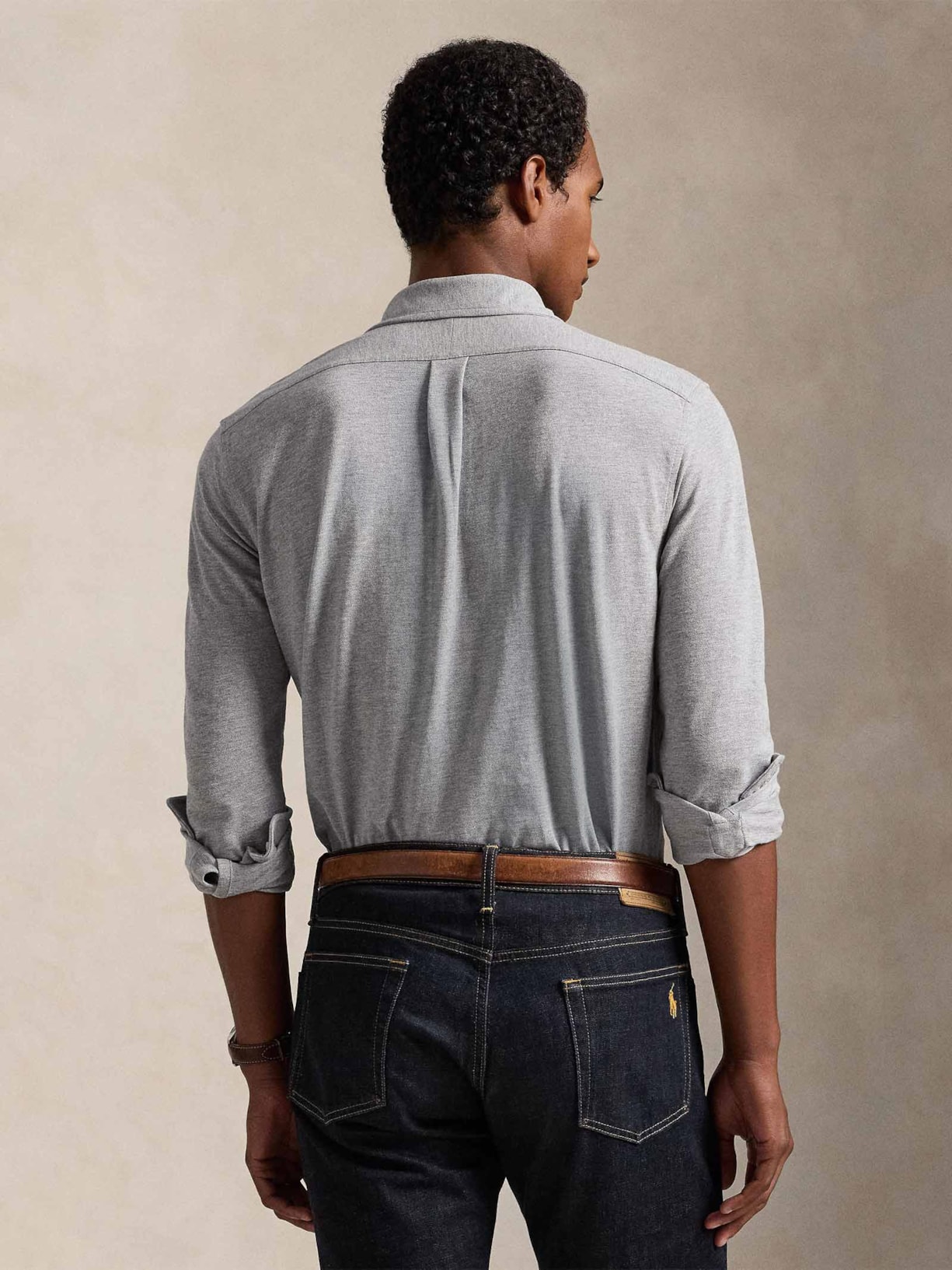 Camisa Masculina Featherweight Mesh Knit Azul Polo Ralph Lauren