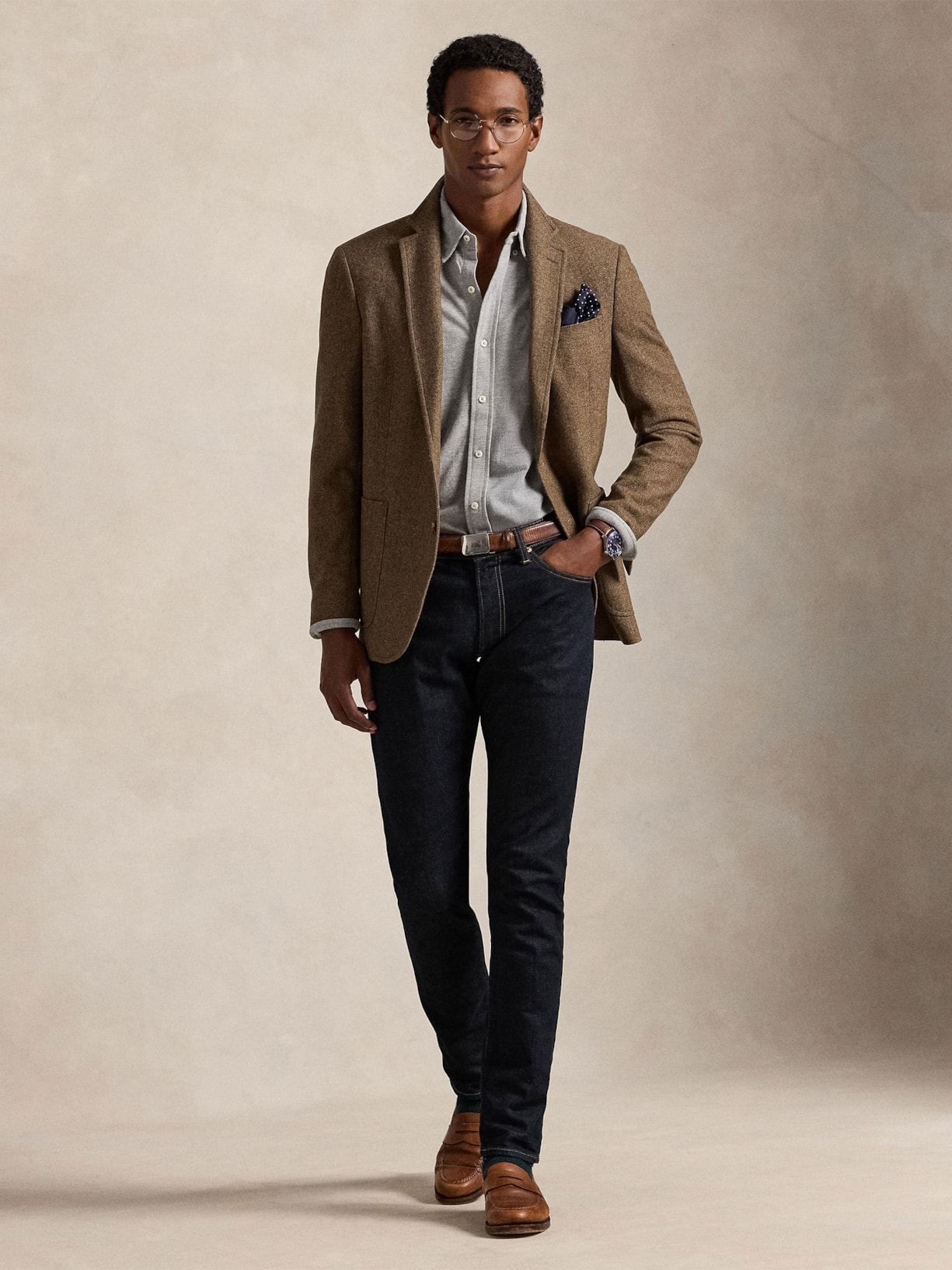 Camisa Masculina Featherweight Mesh Knit Azul Polo Ralph Lauren