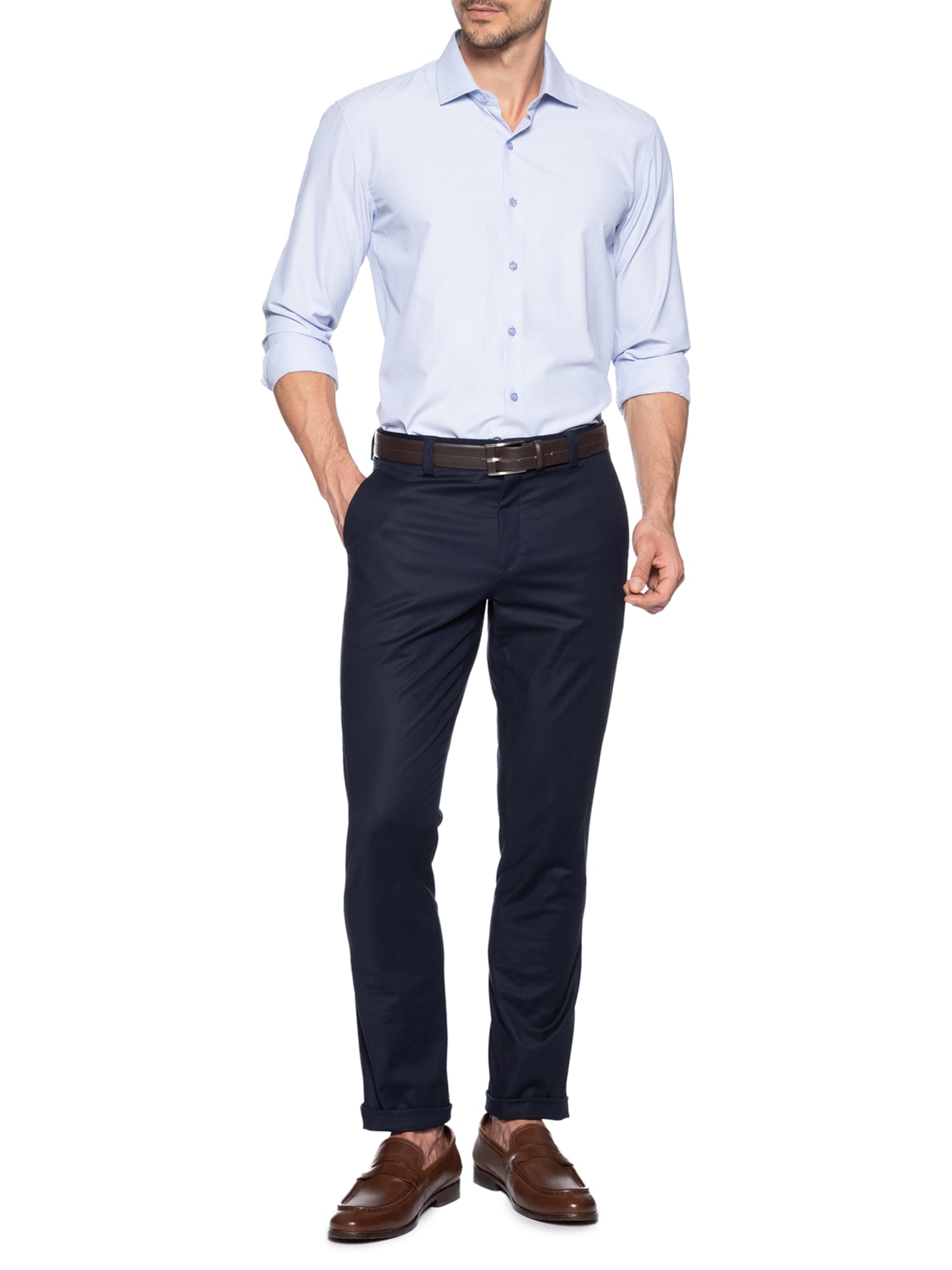 Camisa Masculina Fibra De Bambu Azul '2 Essential