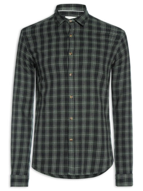 Camisa Masculina Flanela Fio Tinto Xadrez - Verde