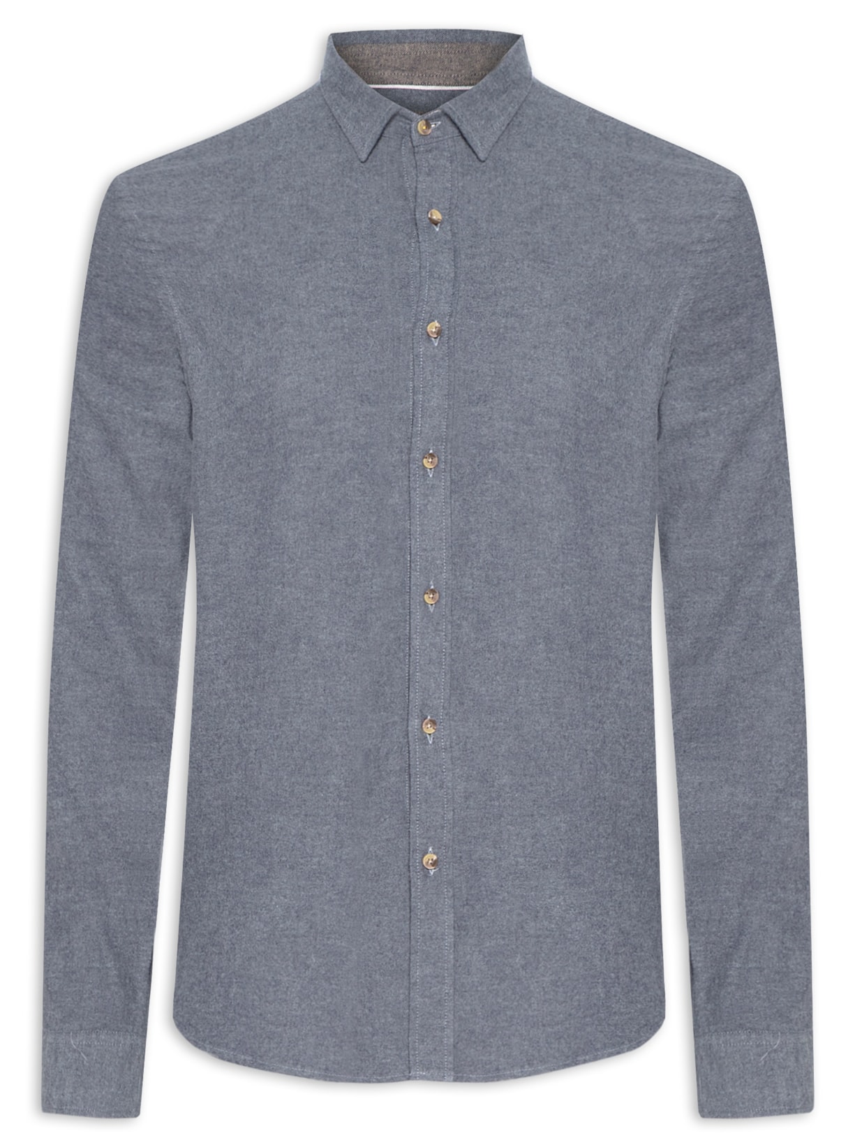 Camisa Masculina Flanela Lisa - Azul