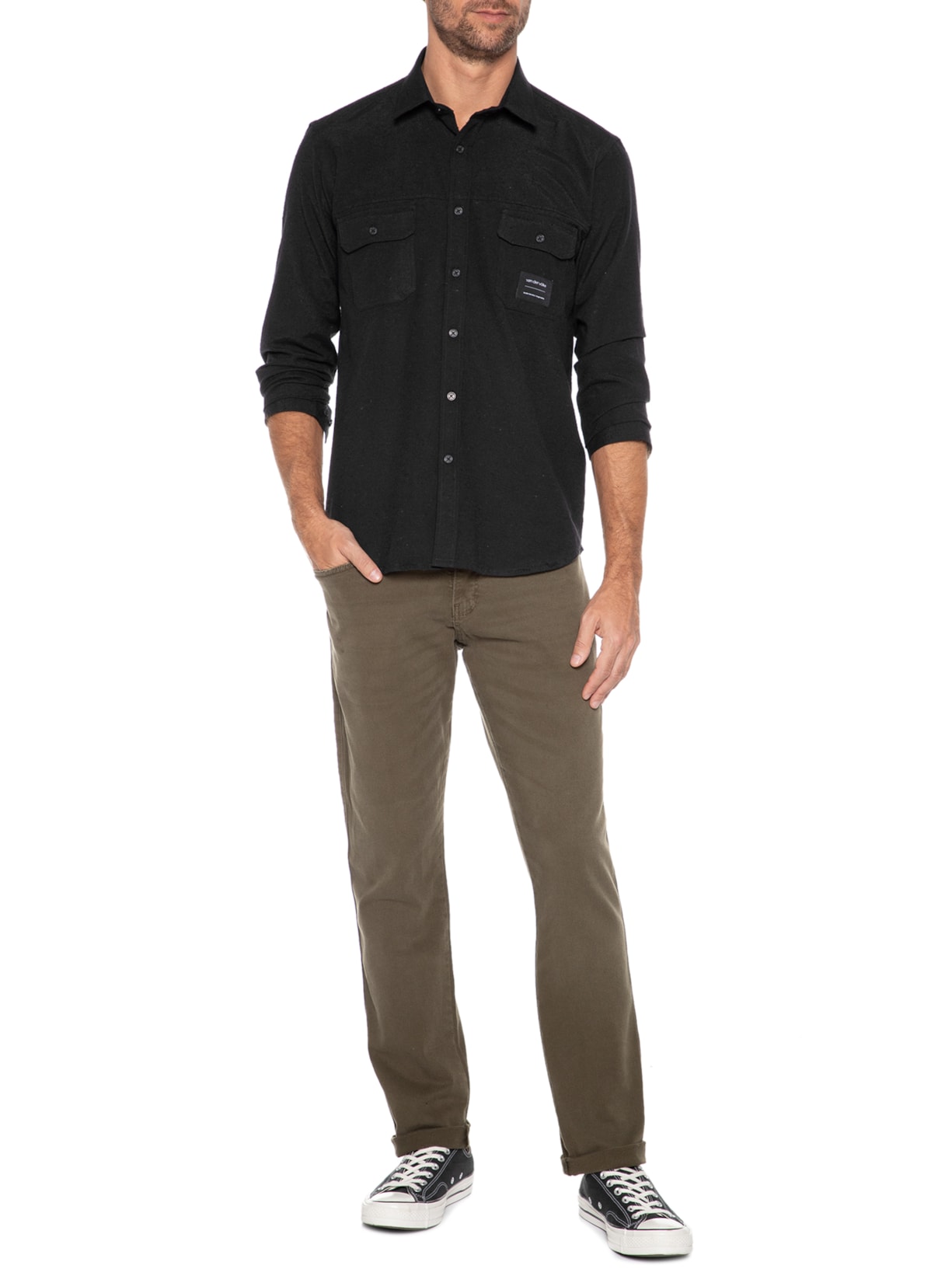 Camisa Masculina Flanela Mark Preto Von Der Volke