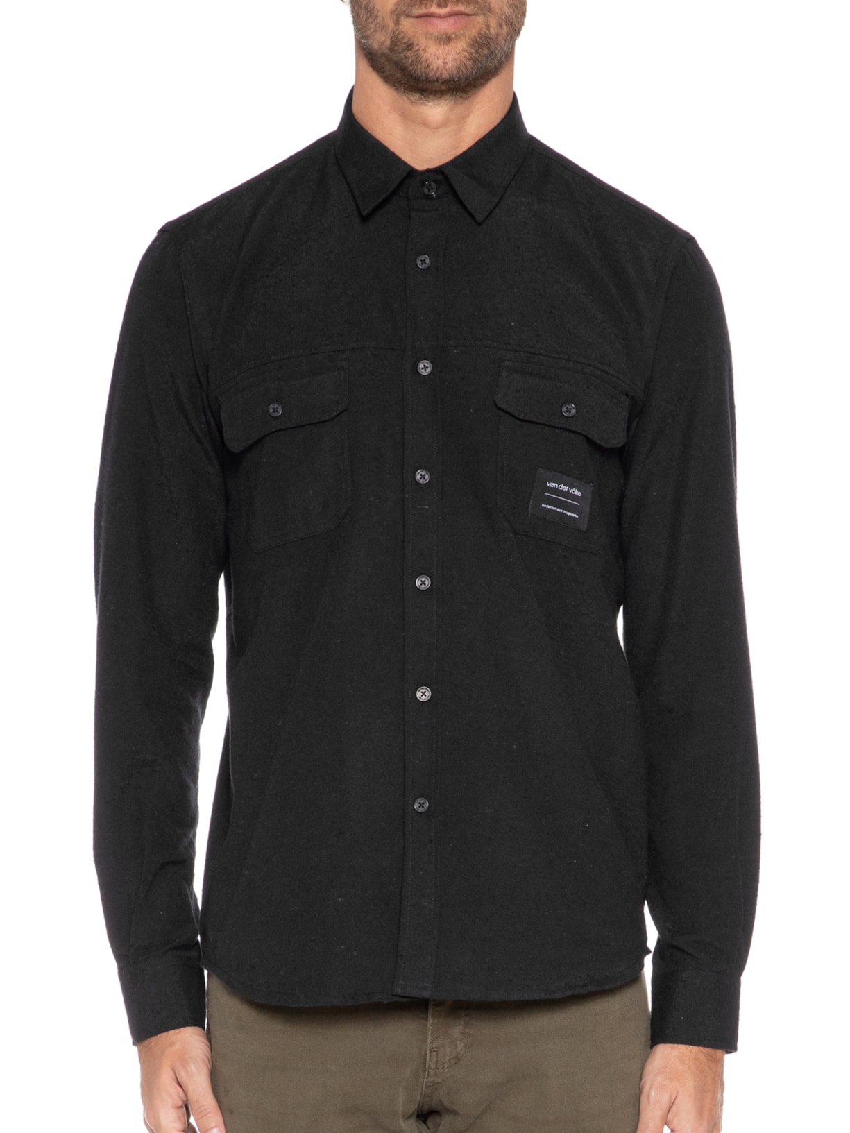 Camisa Masculina Flanela Mark Preto Von Der Volke