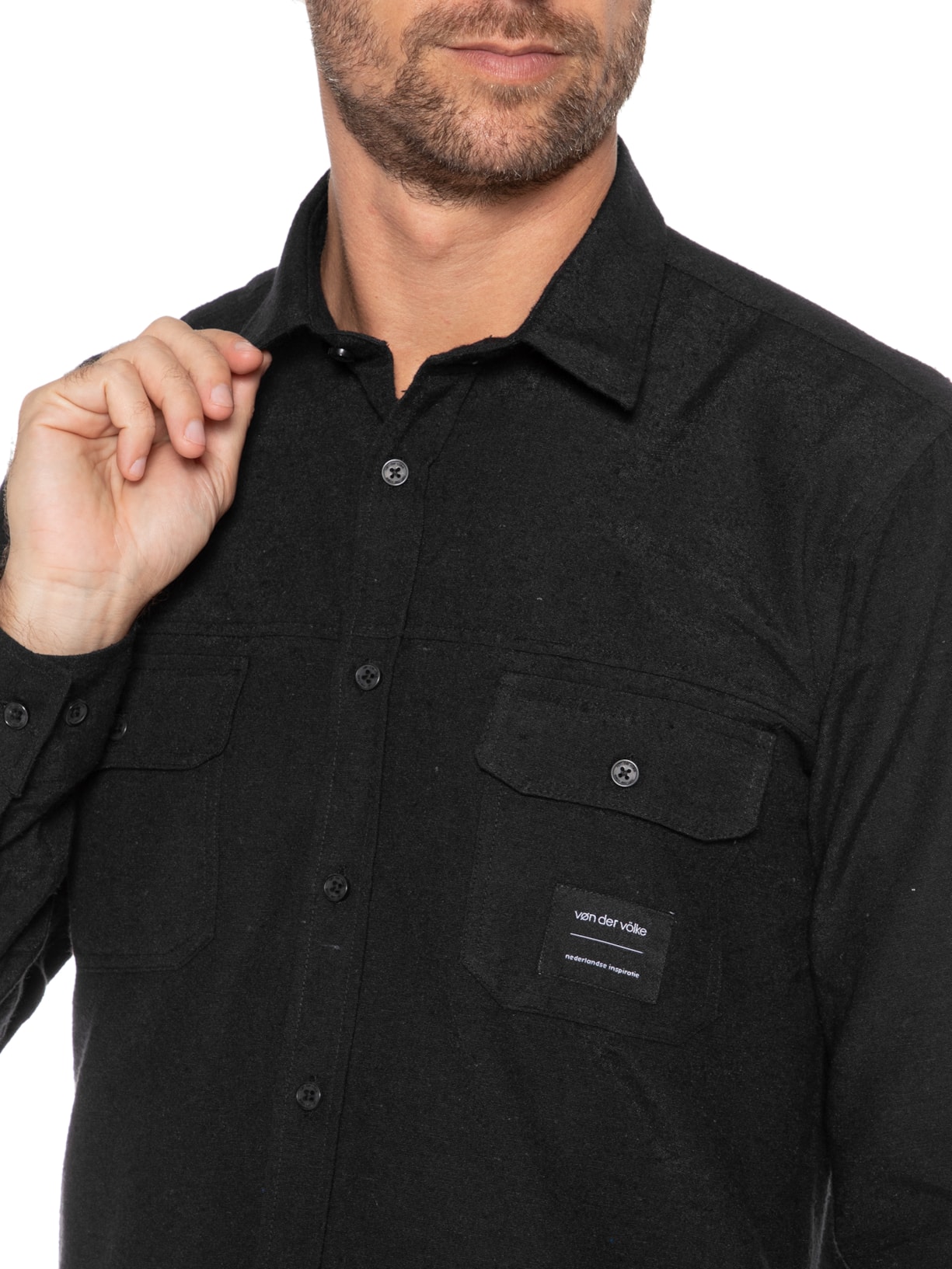 Camisa Masculina Flanela Mark Preto Von Der Volke