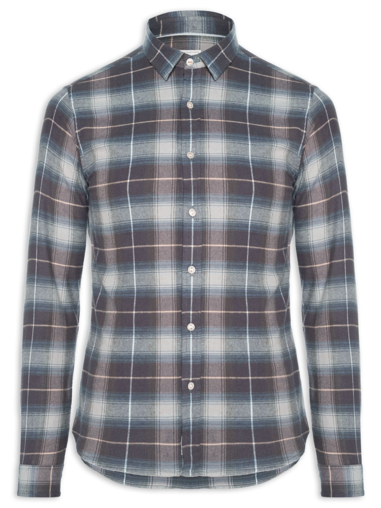 Camisa Masculina Flanela Montreal Xadrez Azul Pineapple