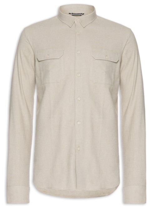 Camisa Masculina Flanela Twill - Bege