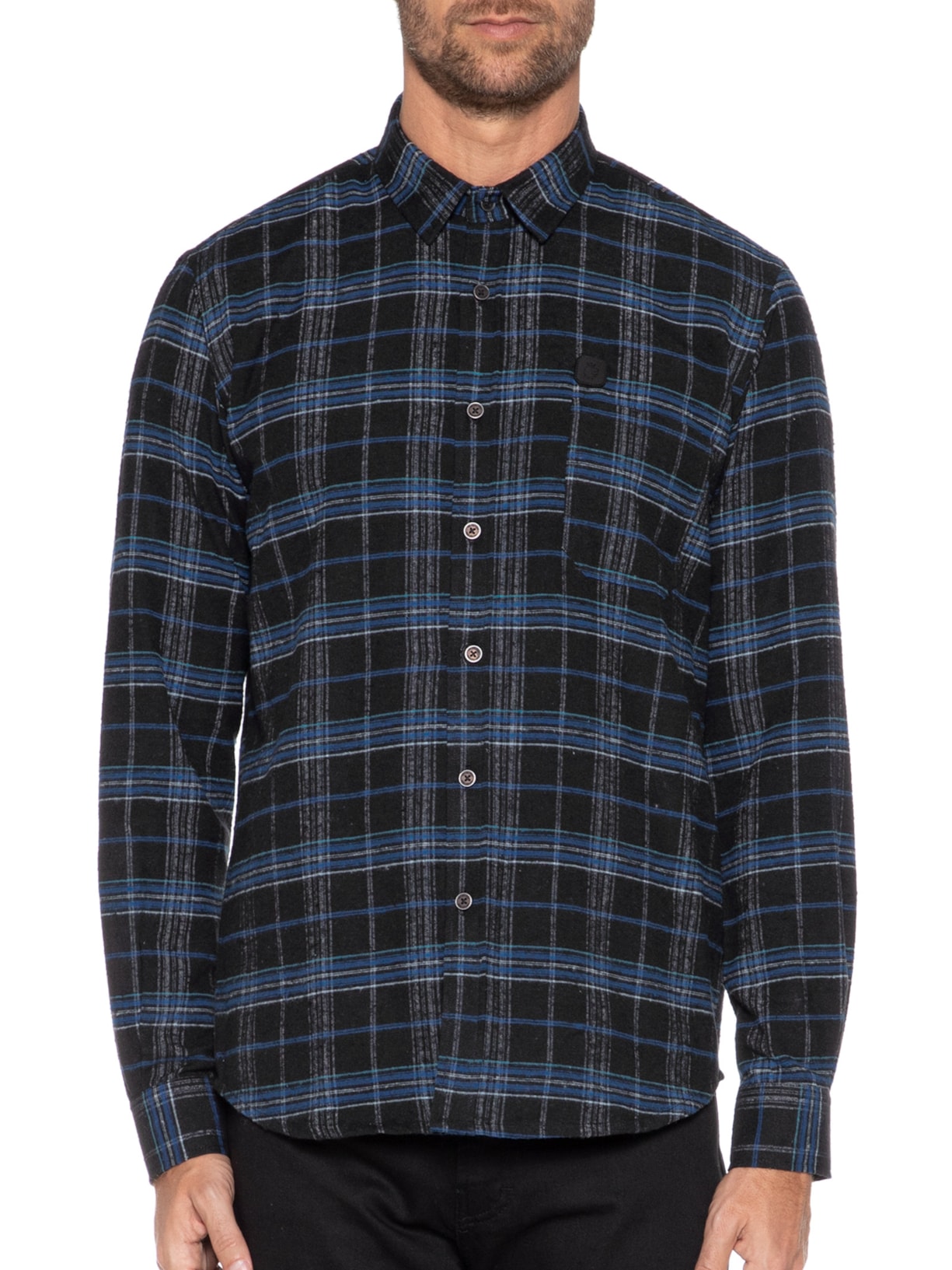 Camisa Masculina Flanela West Preto Von Der Volke