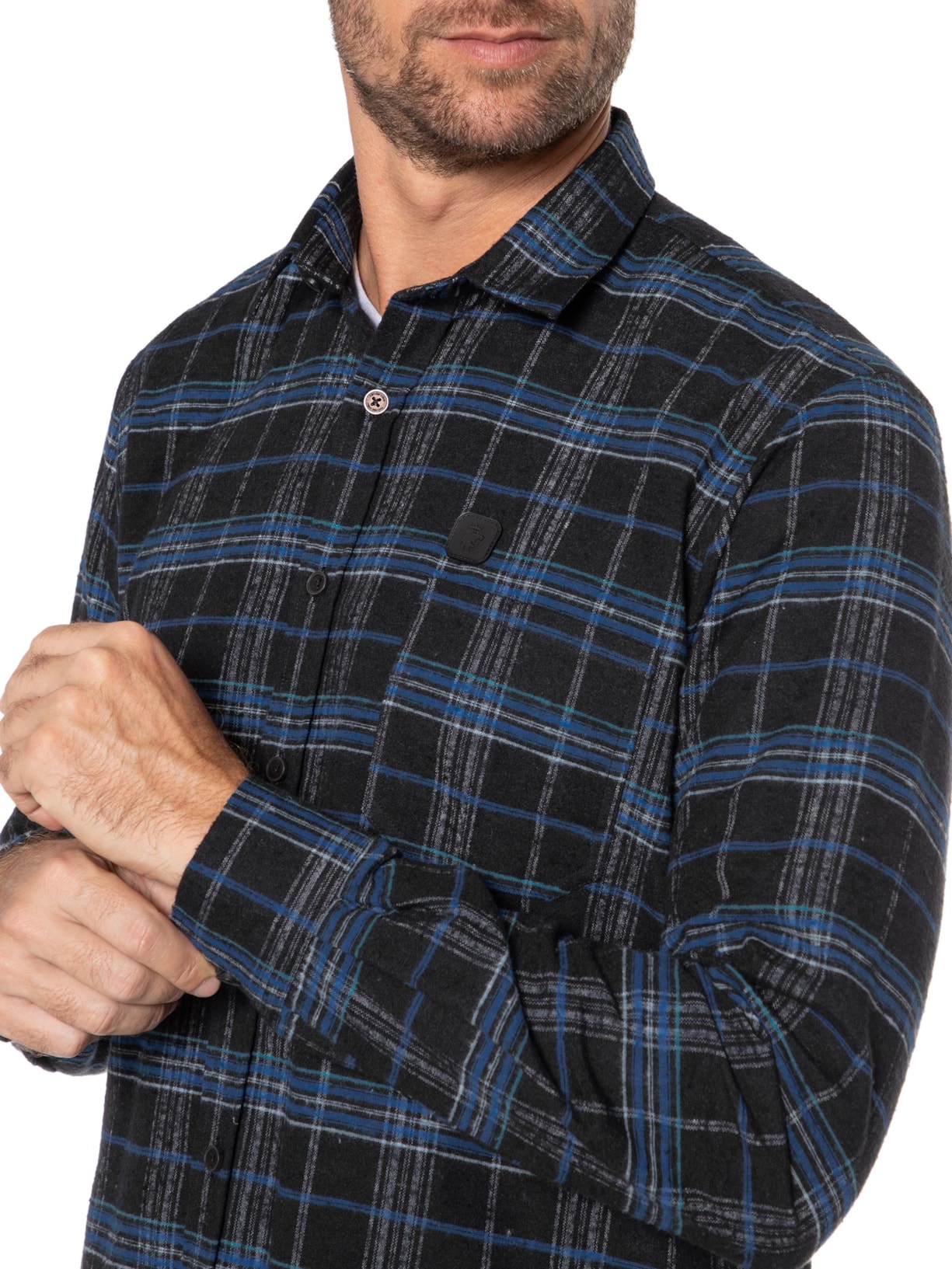 Camisa Masculina Flanela West Preto Von Der Volke