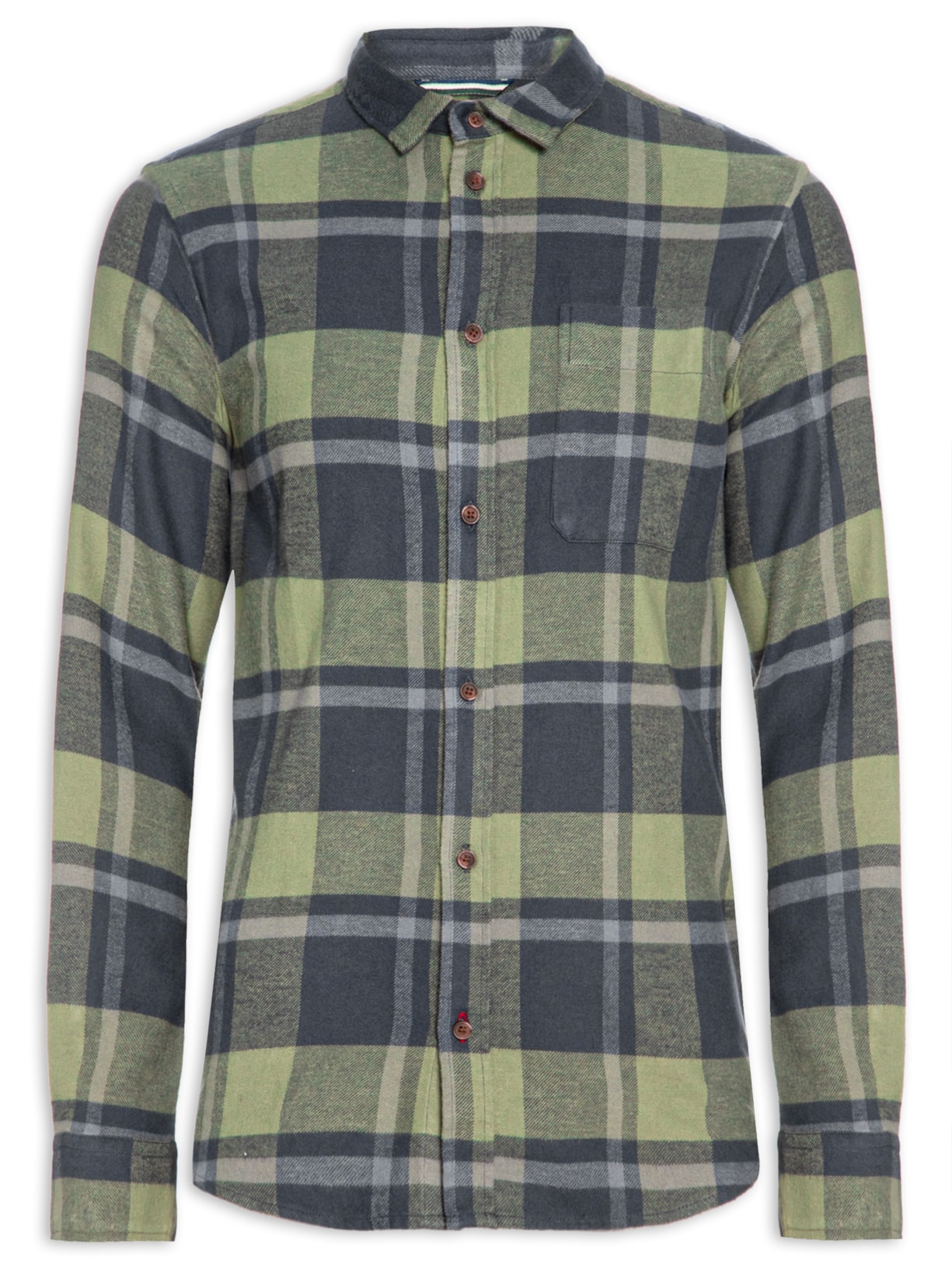 Camisa Masculina Flanela Xadrez Eucalipto - Verde