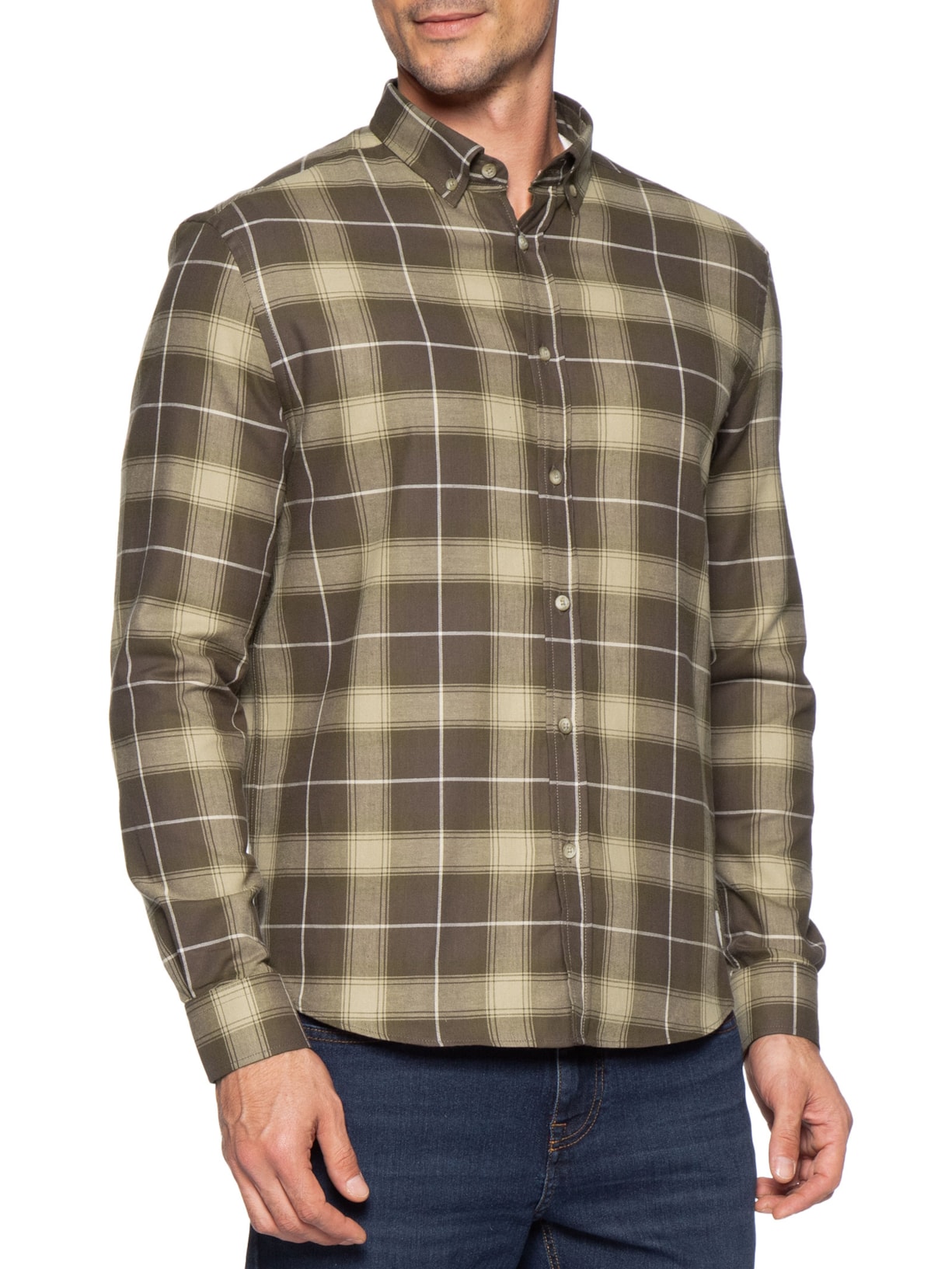 Camisa Masculina Flanela Xadrez Marrom Zapalla