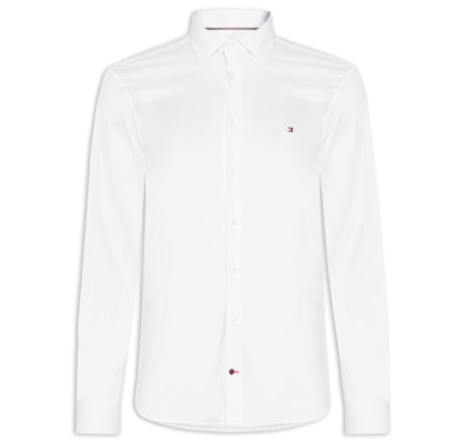 Camisa Masculina Flex Popeline Slim Fit - Branco