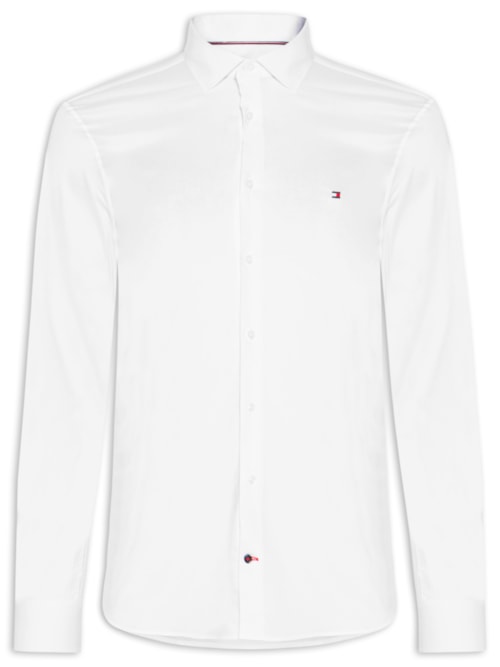 Camisa Masculina Flex Popeline Slim Fit - Branco