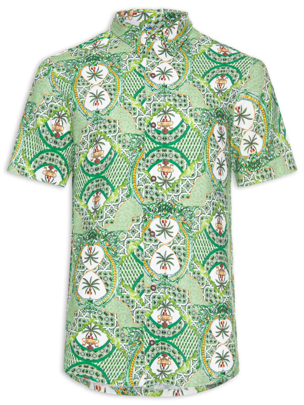 Camisa Masculina Florida Azulejaria - Verde