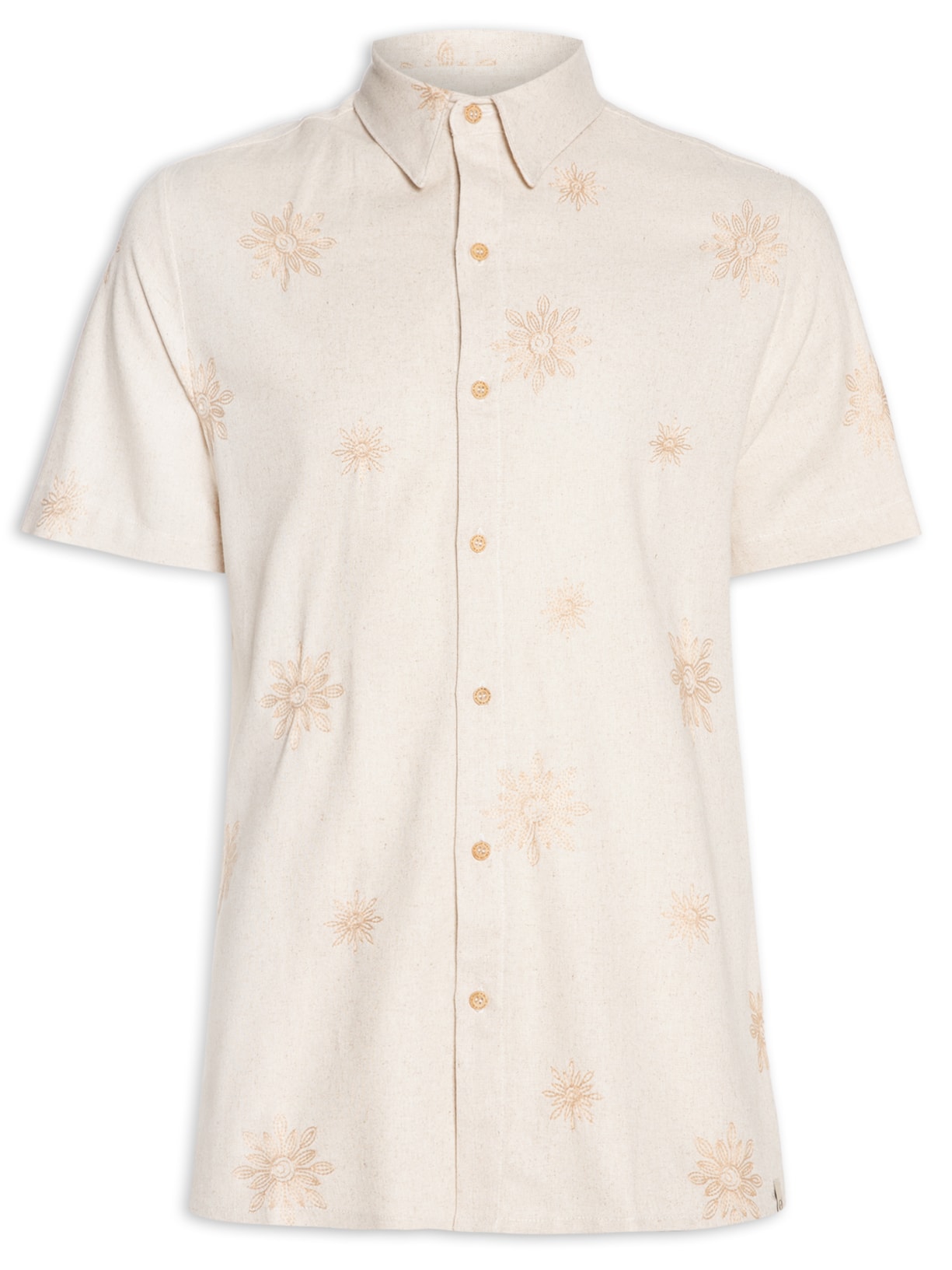 Camisa Masculina Florida Bordado Cayman - Bege