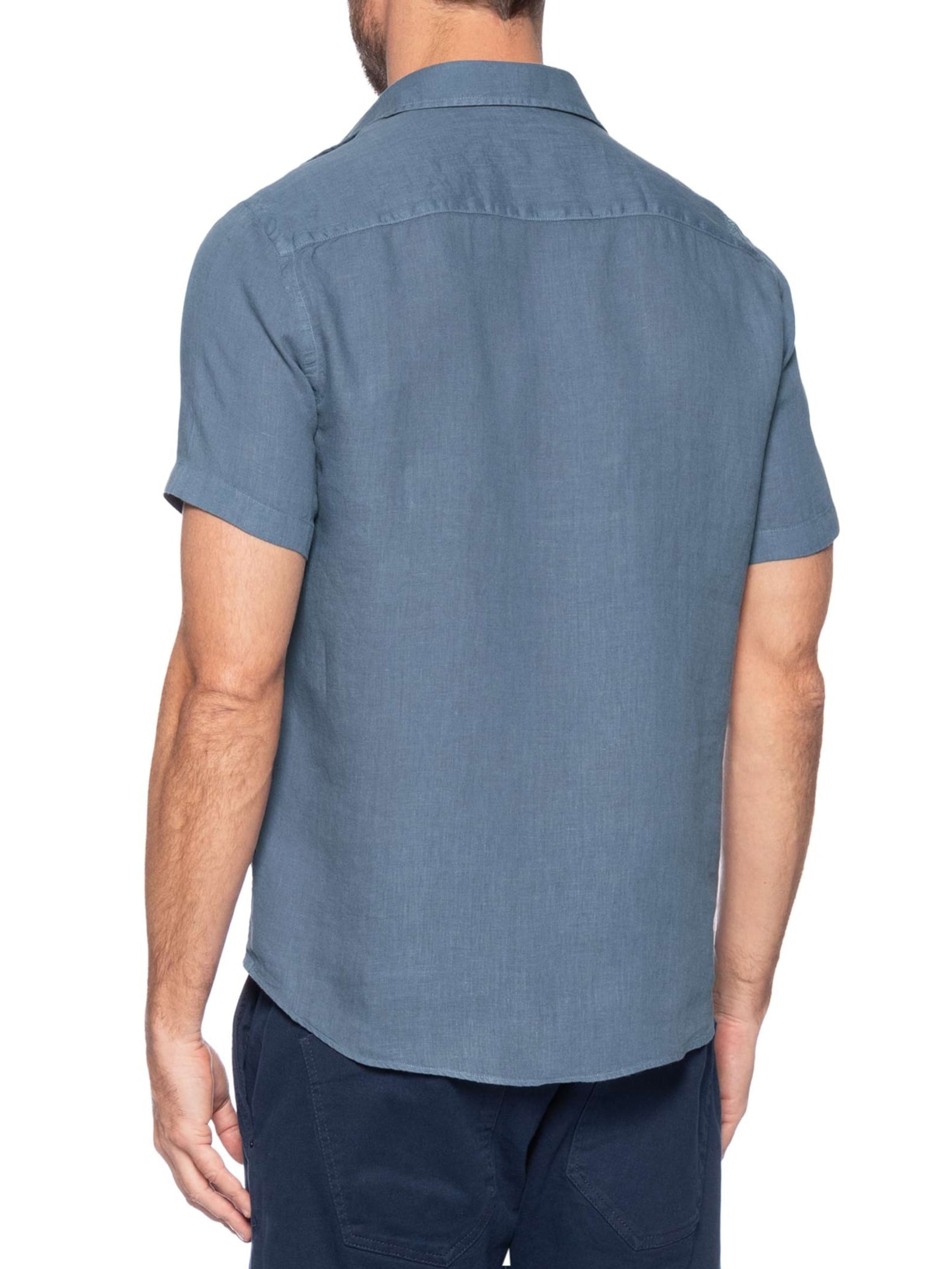 Camisa Masculina Formentera 100% Linho Azul Pineapple